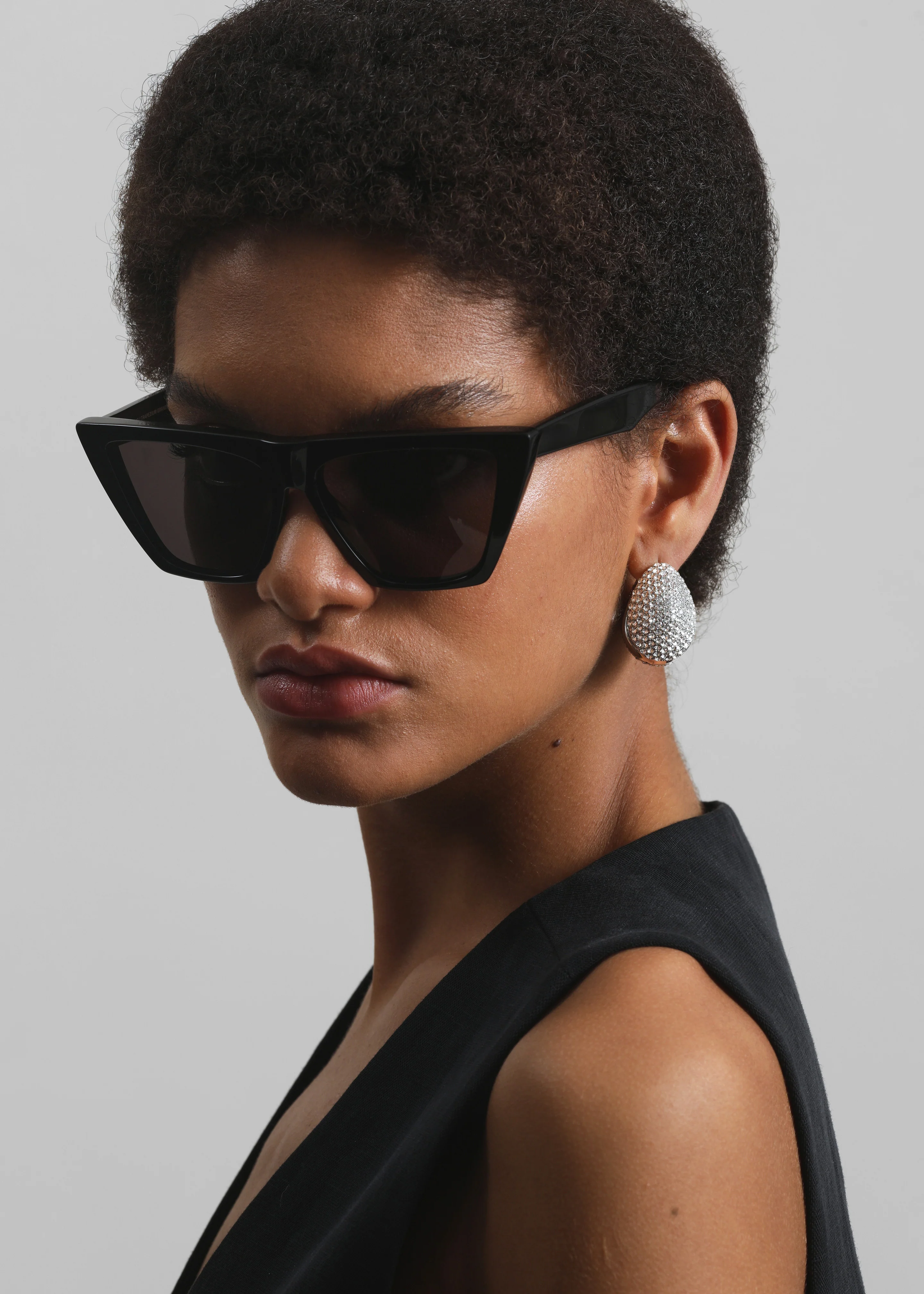Coperni Crystal-Embellished Creole Logo Earrings - Silver - Image 5