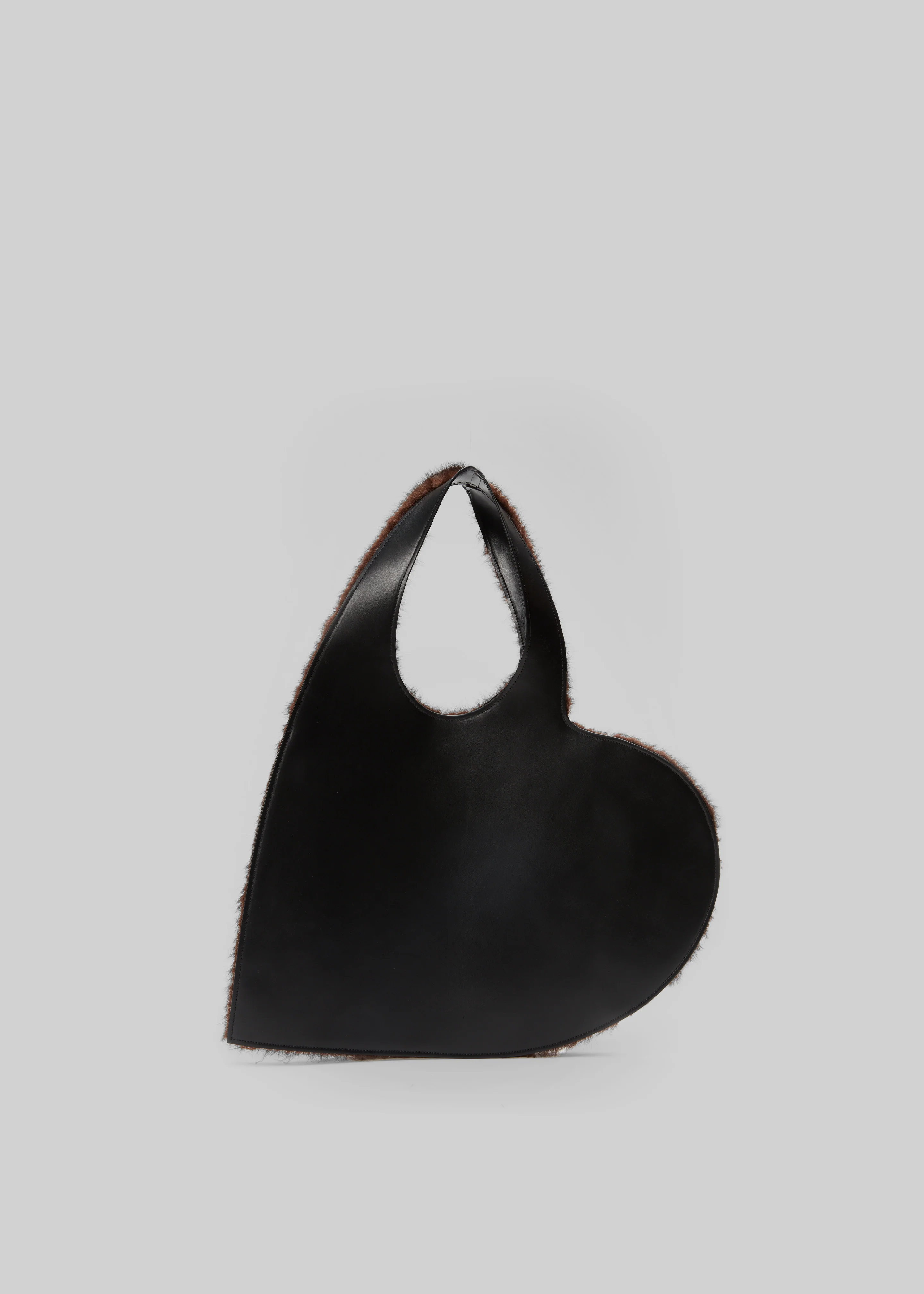 Coperni Faux Fur Heart Tote Bag - Brown - Image 2