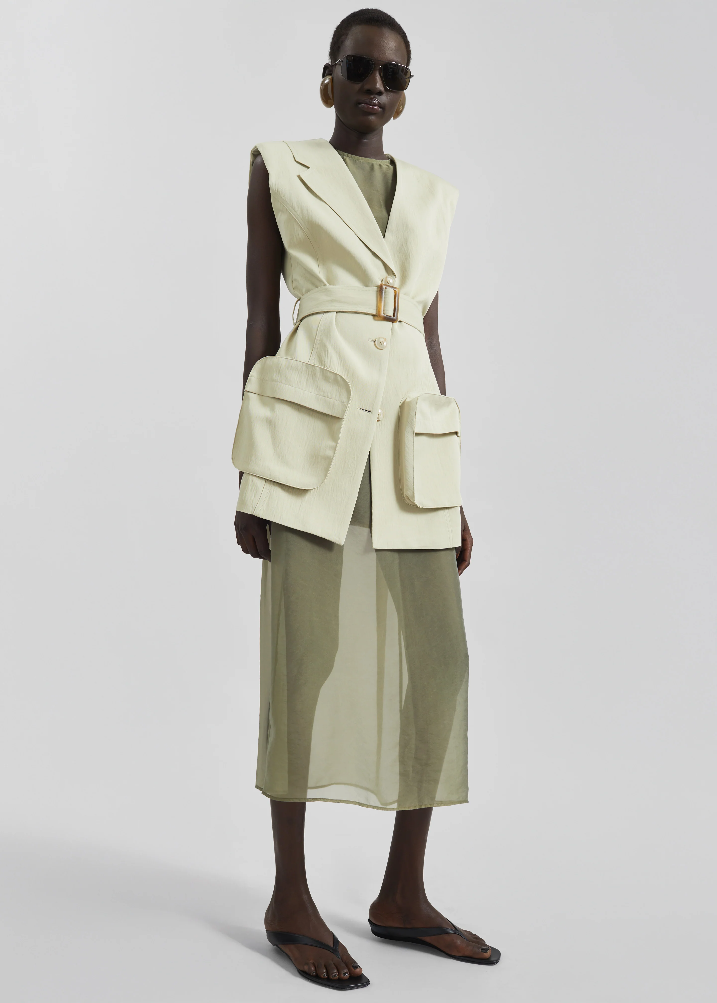 Corindi Sheer Organza Dress - Olive - Image 3