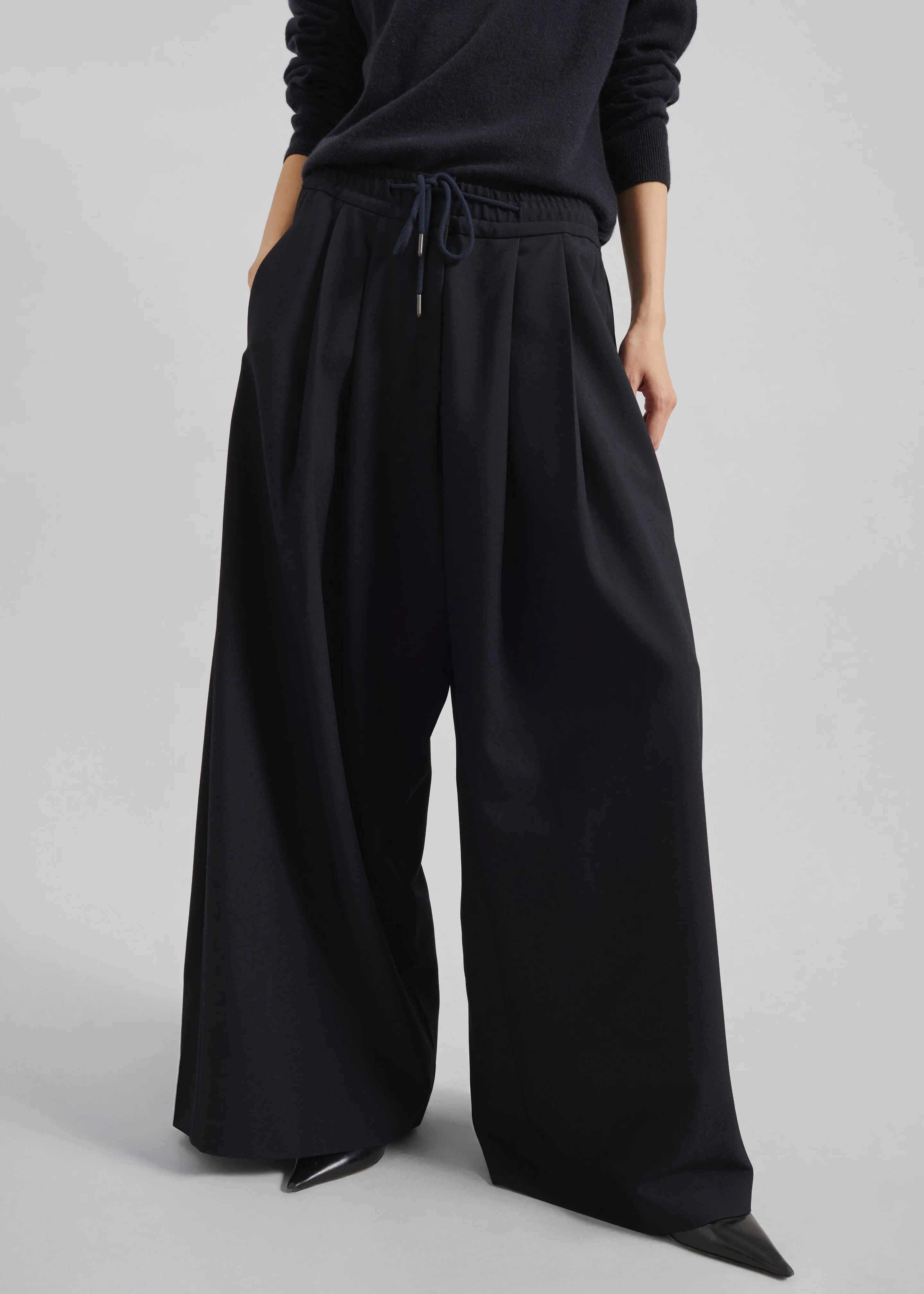 Corlen Pleated Wide Pants - Dark Navy - Image 5