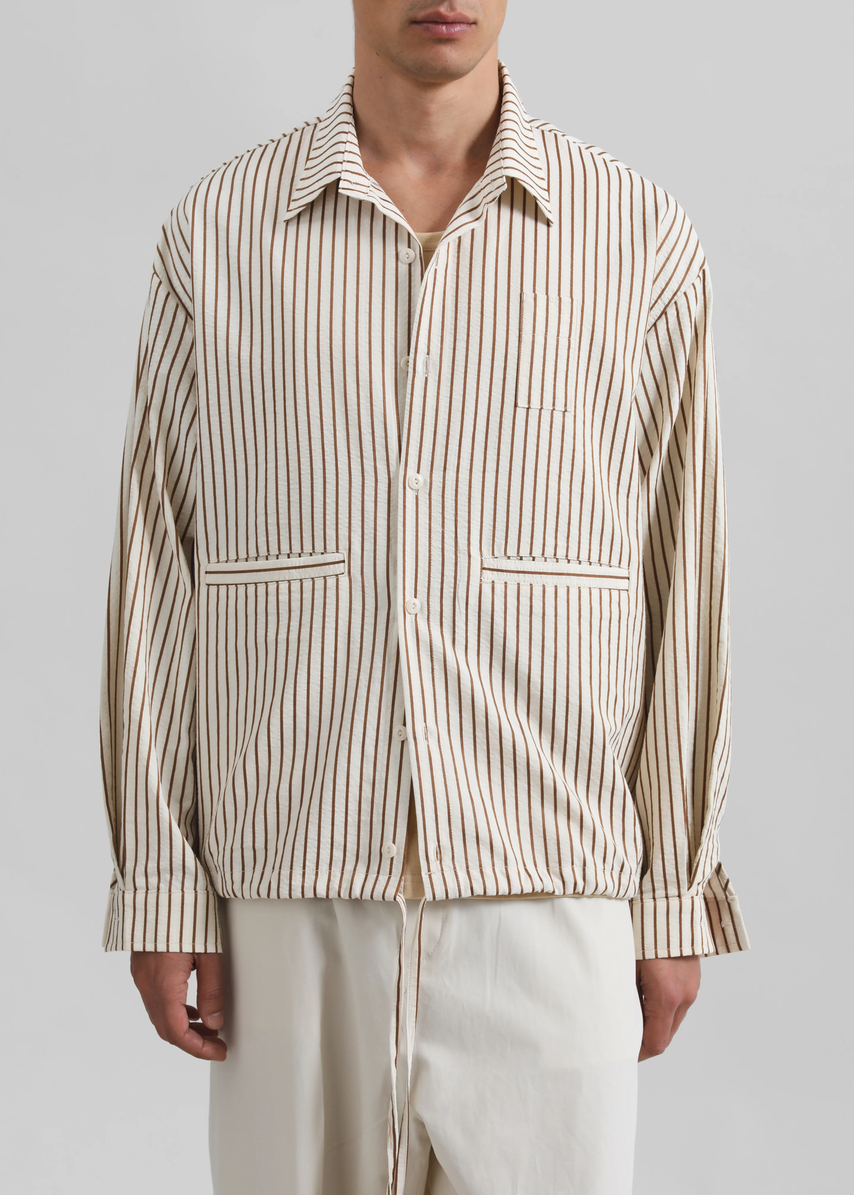 Corwin Shirt Jacket - Beige/Brown Stripe - Image 2