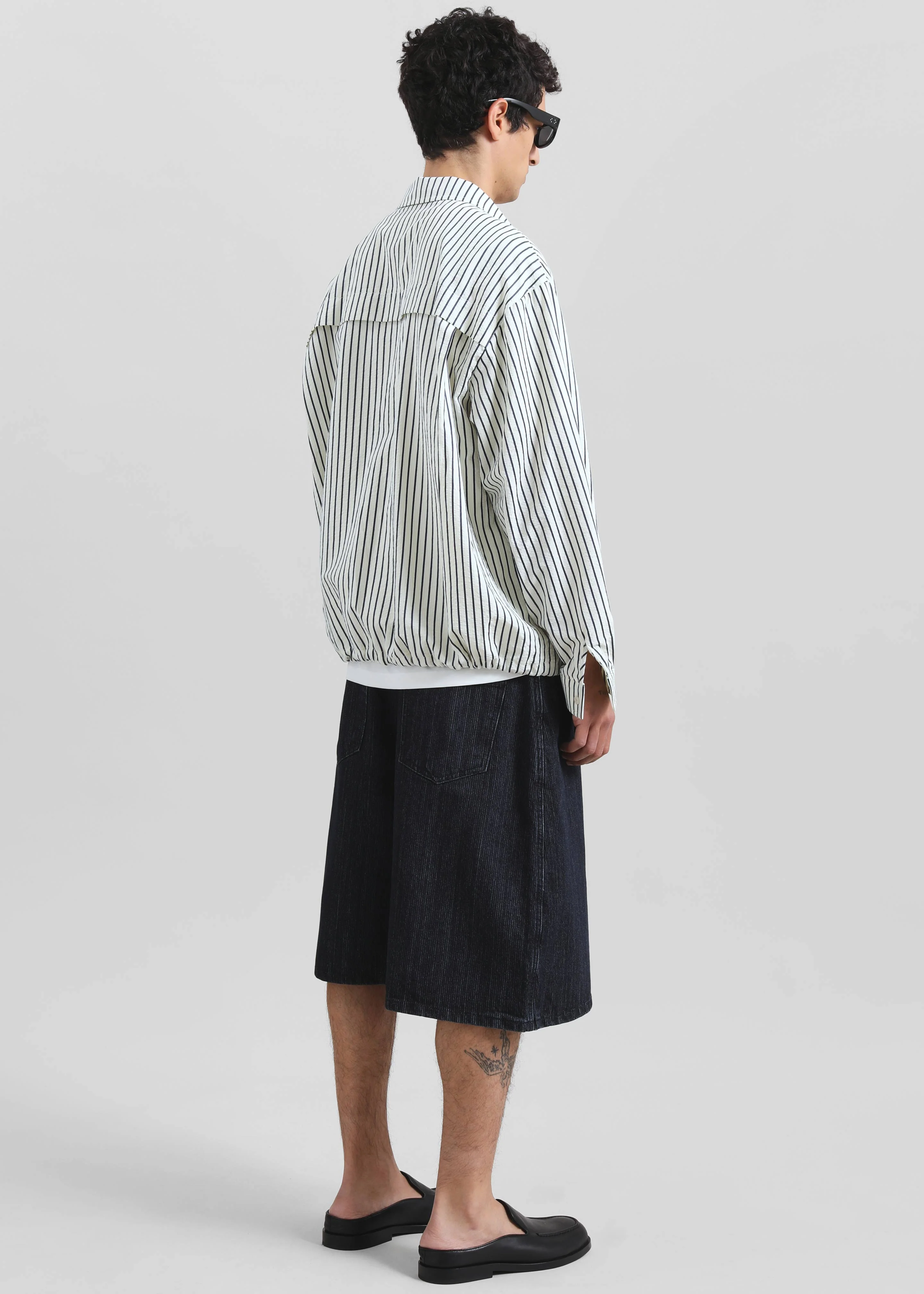 Corwin Shirt Jacket - White/Navy Stripe - Image 6