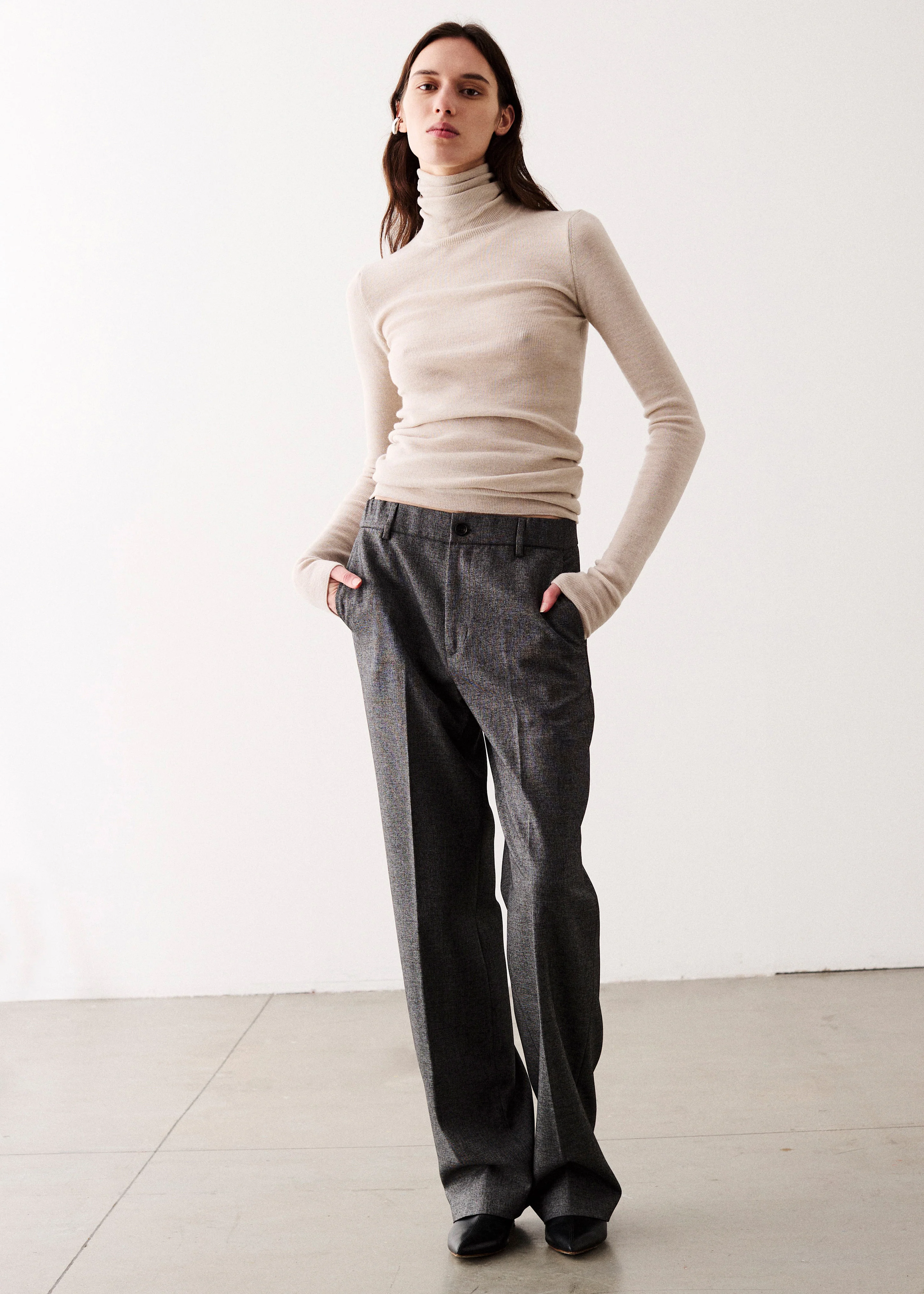 Covert Rib Slim Turtleneck - Beige - Image 2