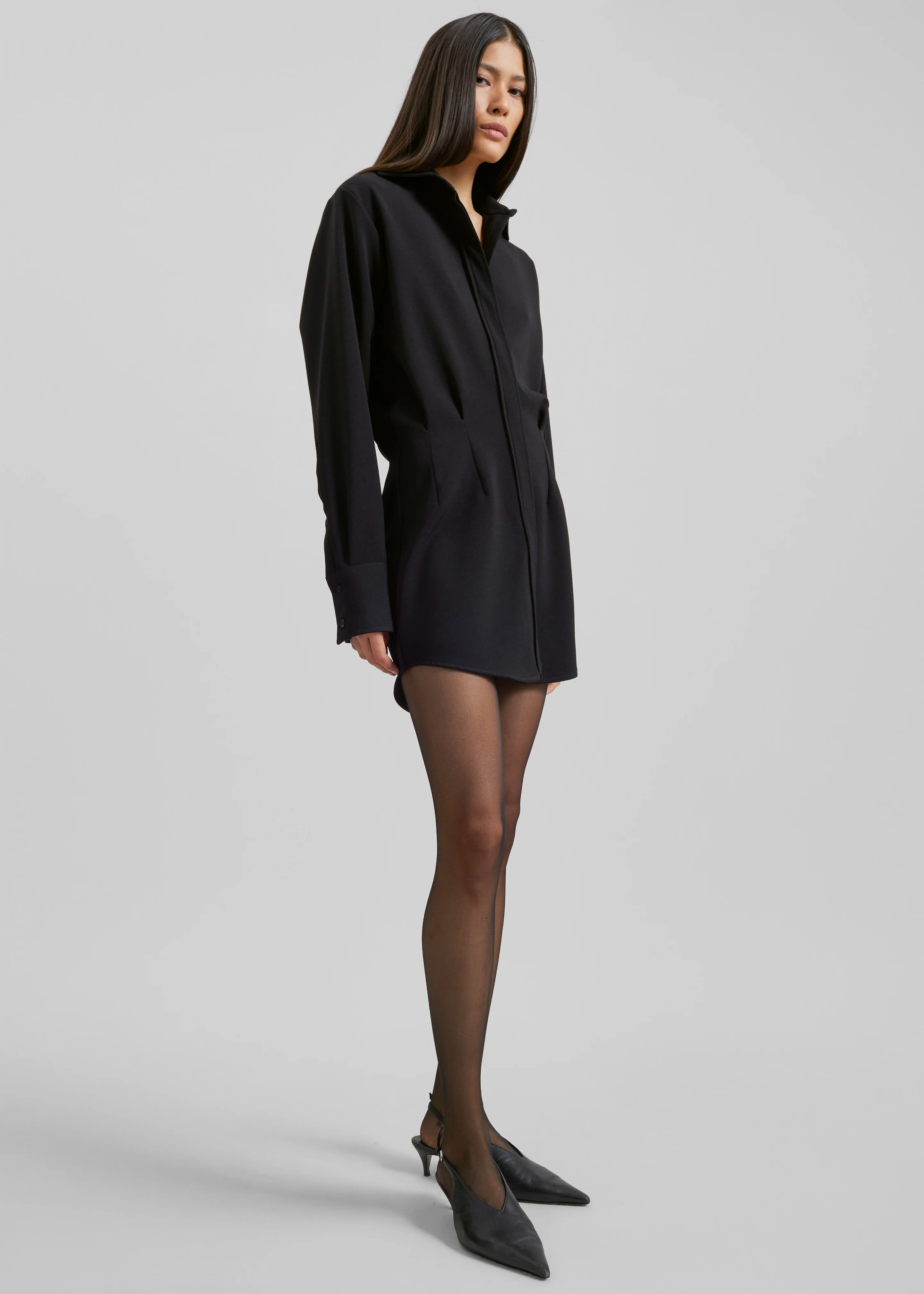 Covert Shirt Dress - Black - Image 5