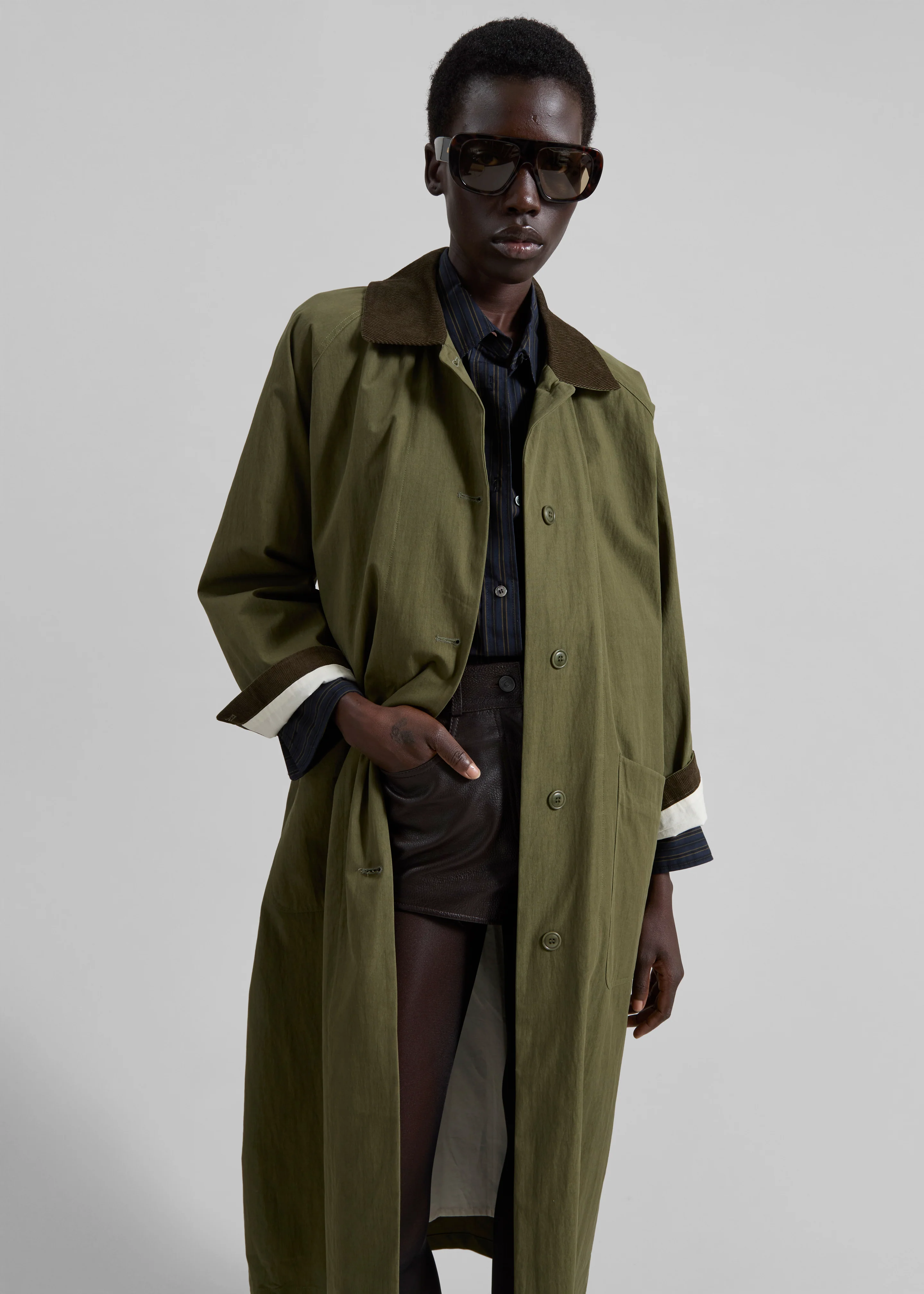 Crisnee Long Jacket - Olive - Image 6