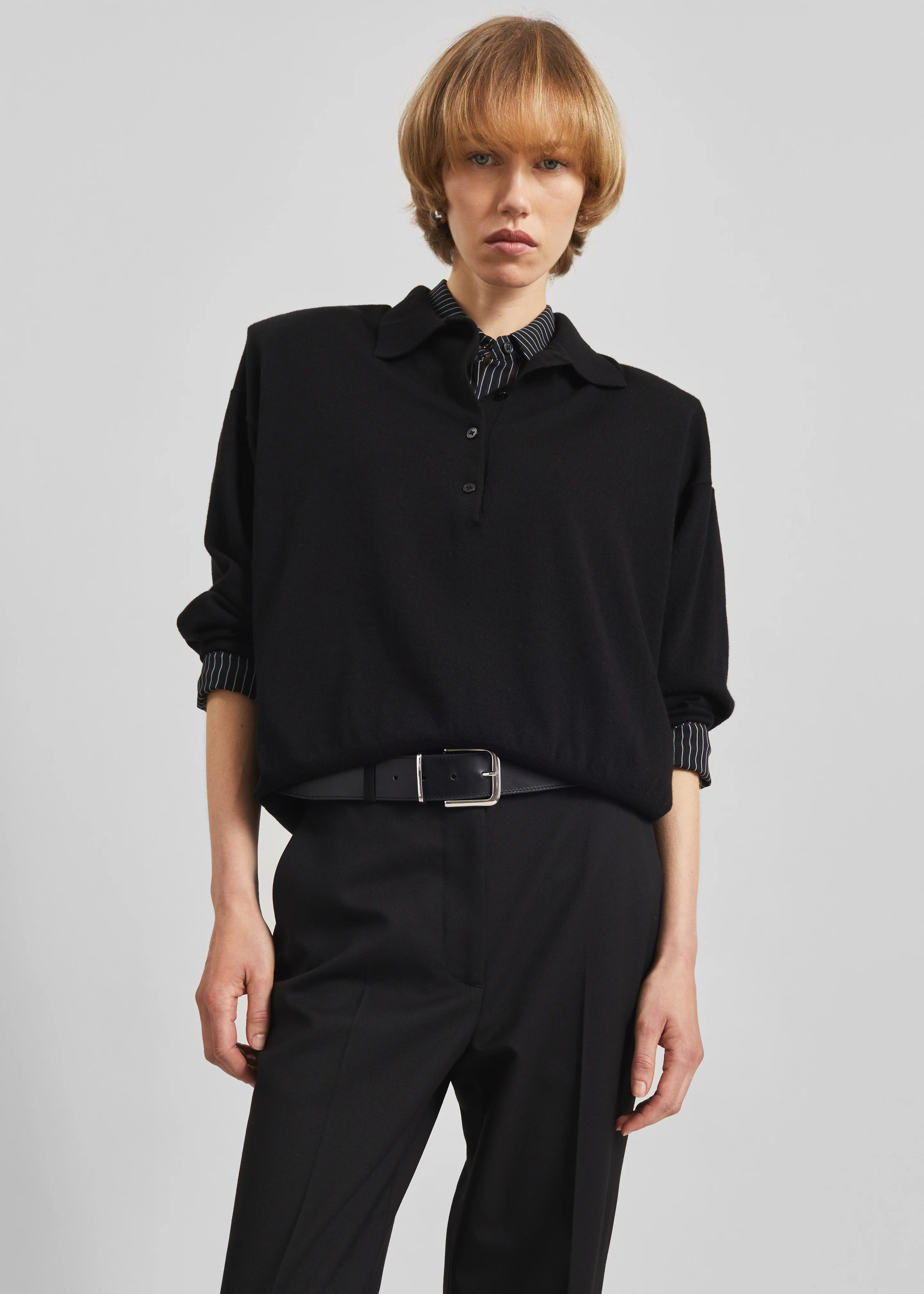 Croydon Padded Knit Polo - Black - Image 4