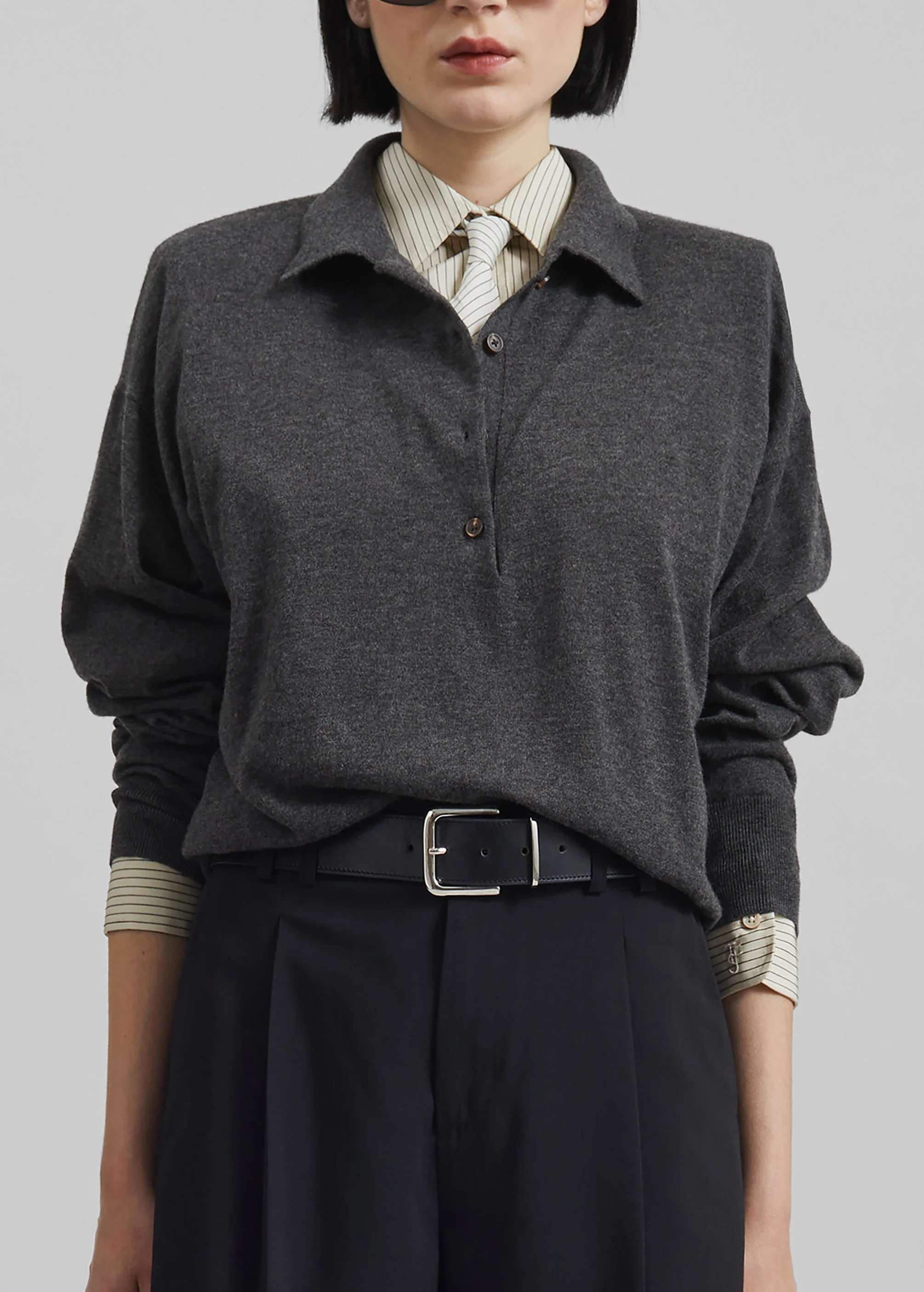 Croydon Padded Knit Polo - Grey - Image 4