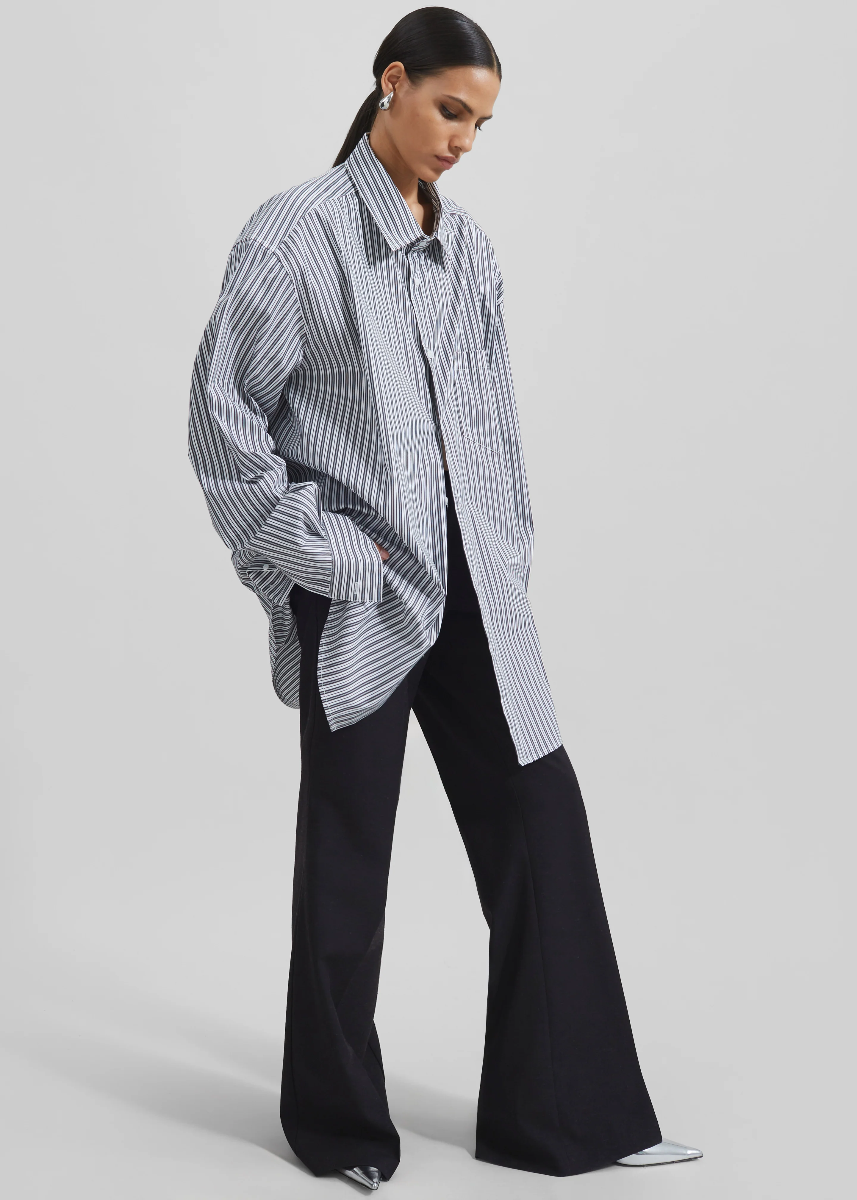 Cyrus Button Up Shirt - Black/White Stripe - Image 7