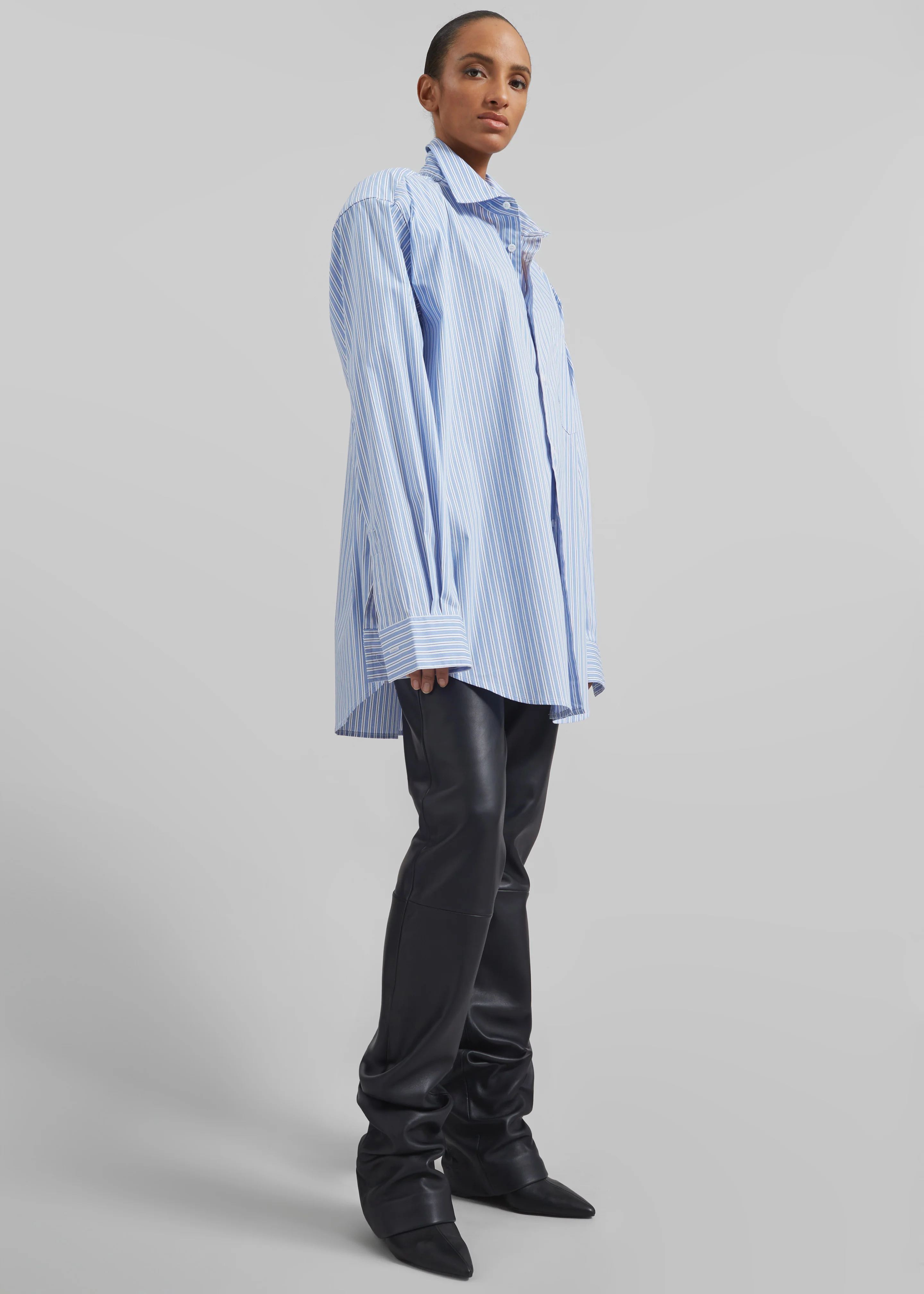 Cyrus Button Up Shirt - Blue/White Stripe - Image 4