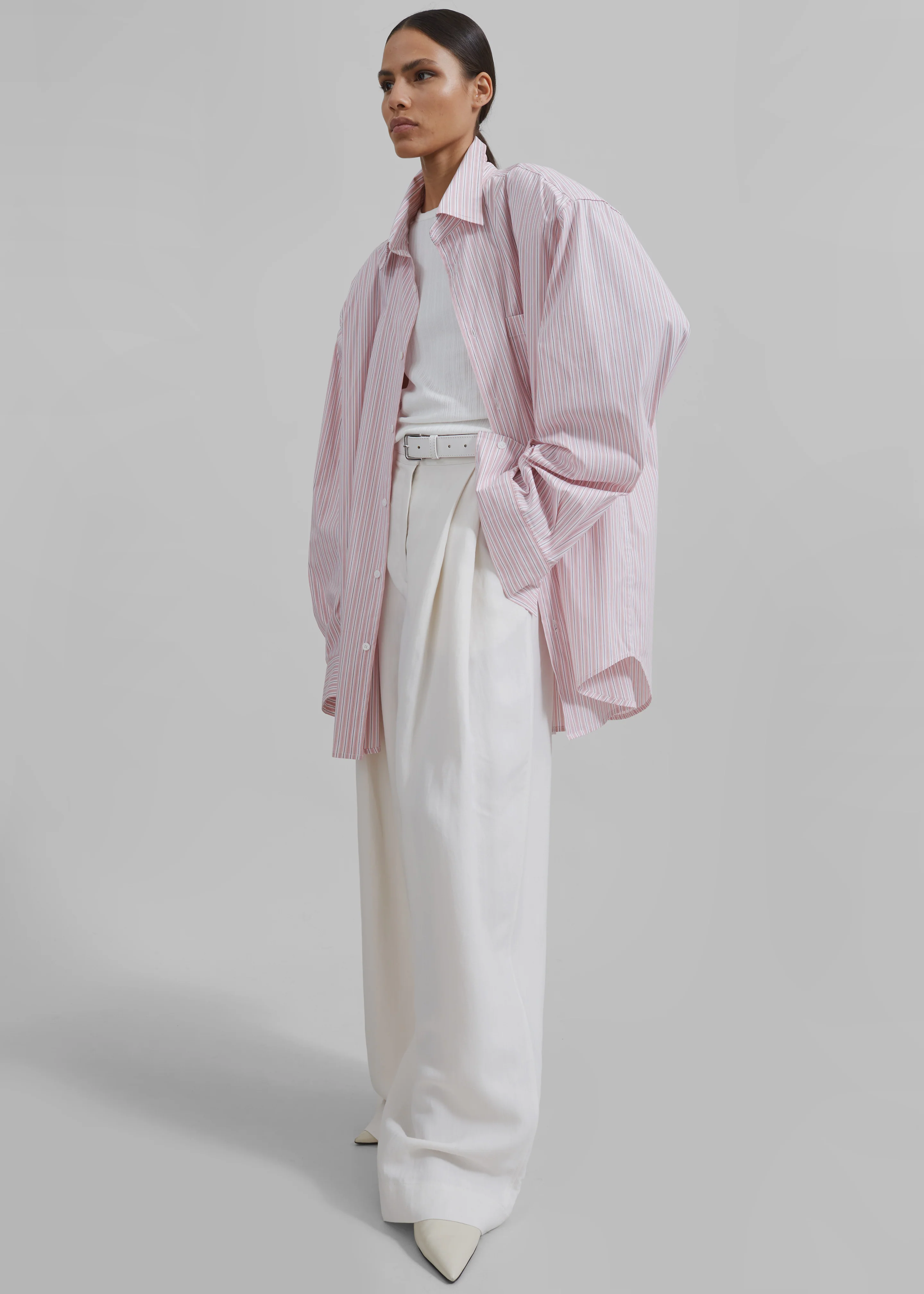 Cyrus Button Up Shirt - Pink/White Stripe - Image 2