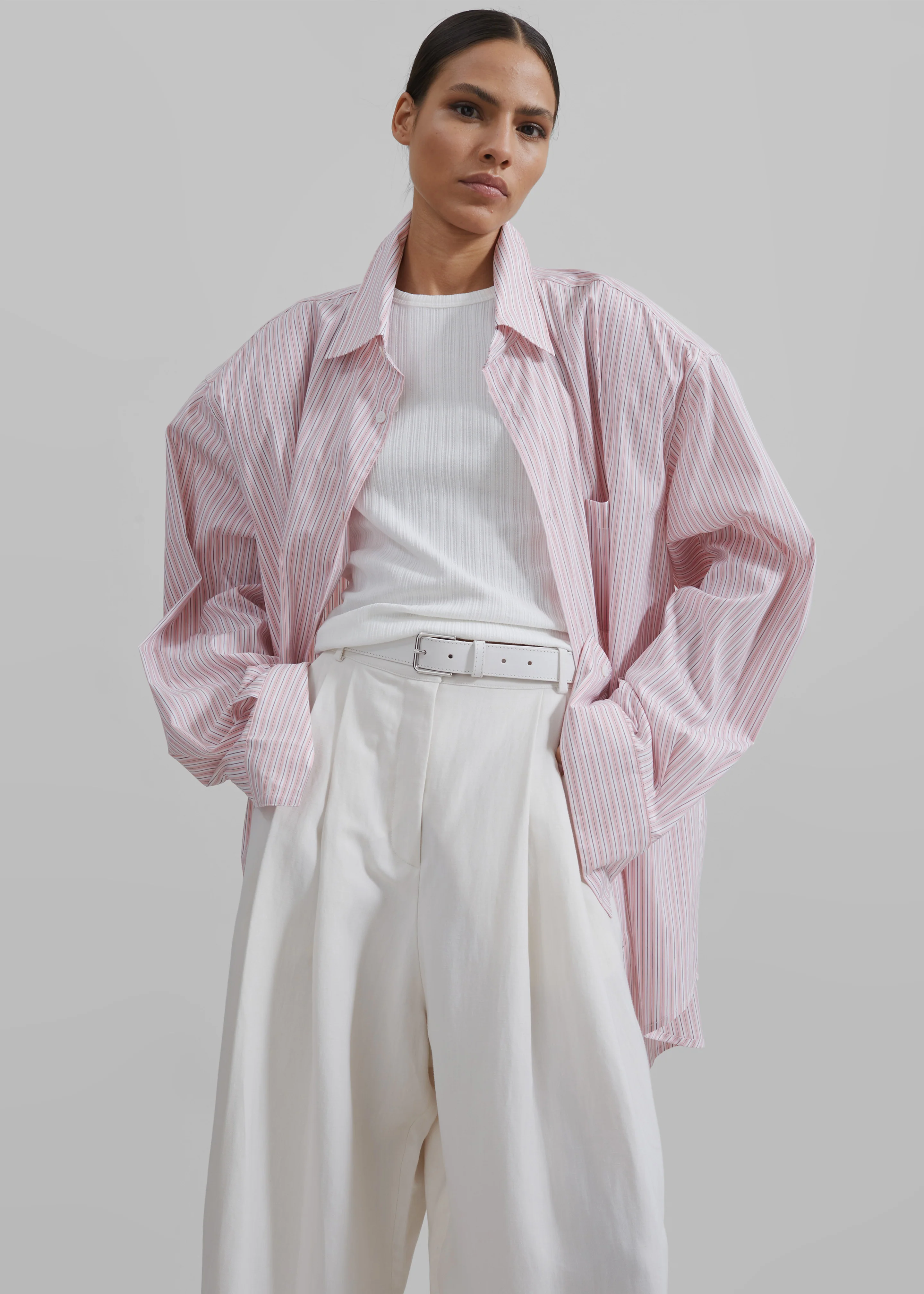 Cyrus Button Up Shirt - Pink/White Stripe - Image 6