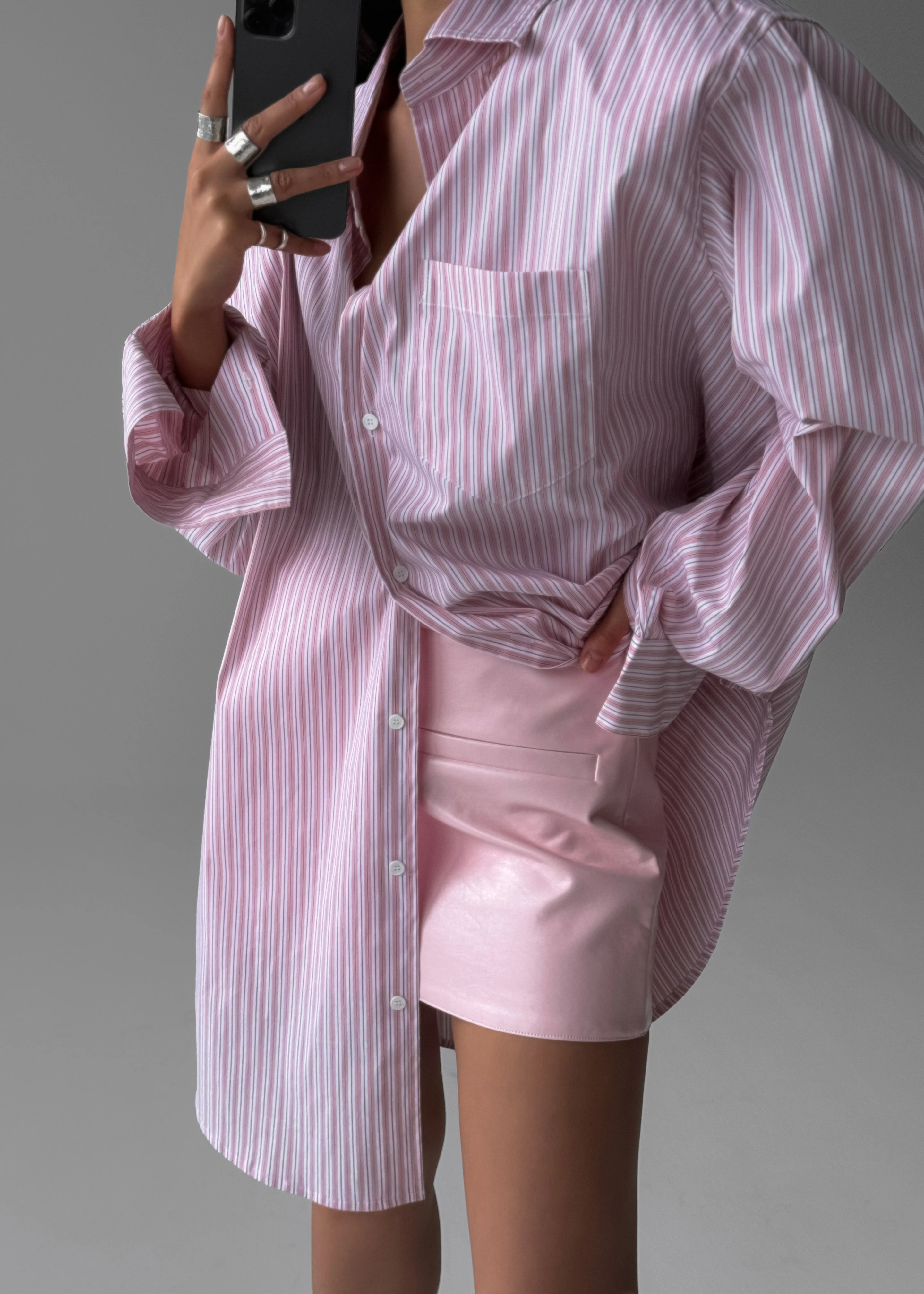 Cyrus Button Up Shirt - Pink/White Stripe - Image 8