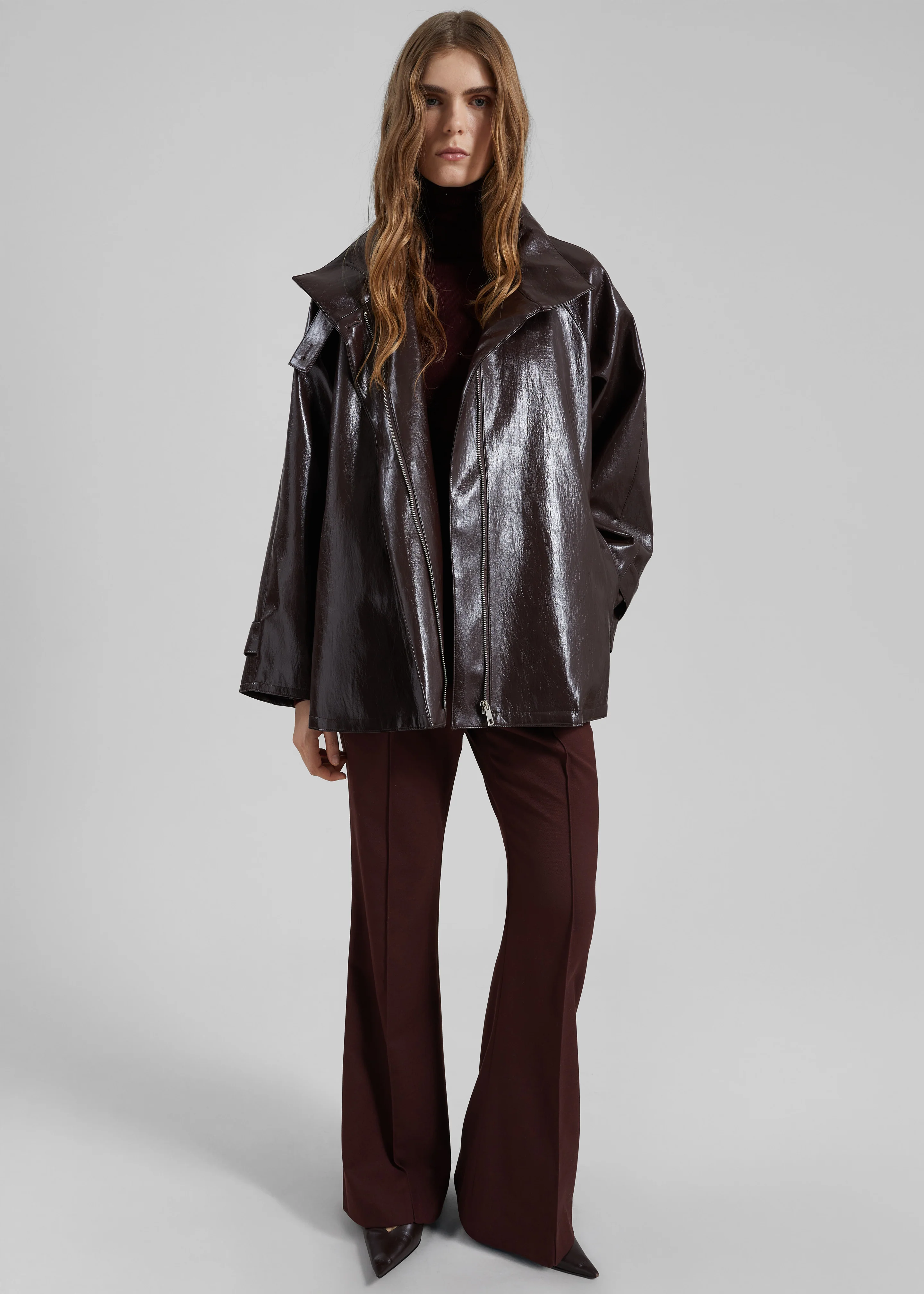 Dalaro Faux Leather Swing Jacket - Burgundy - Image 6