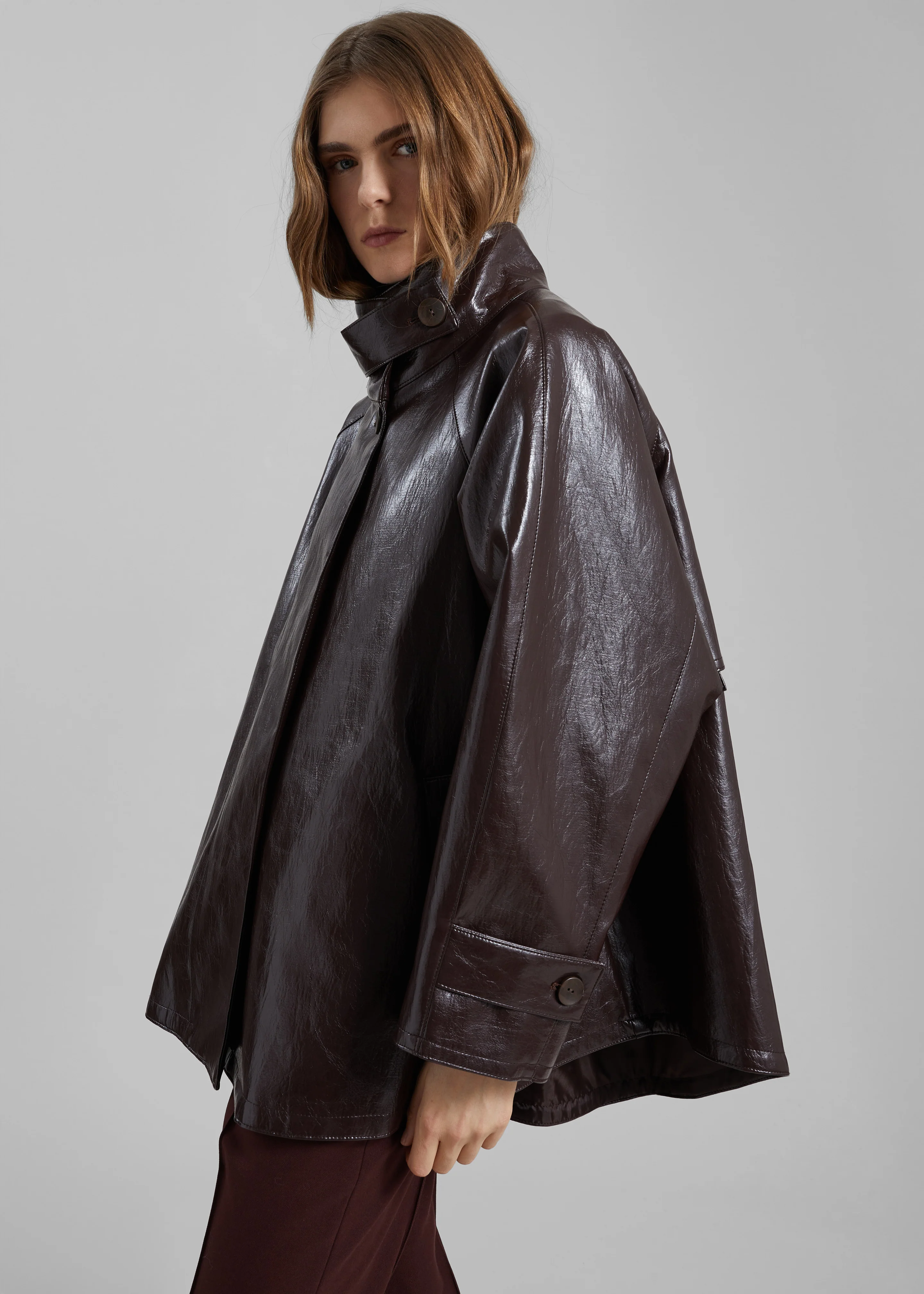 Dalaro Faux Leather Swing Jacket - Burgundy - Image 9