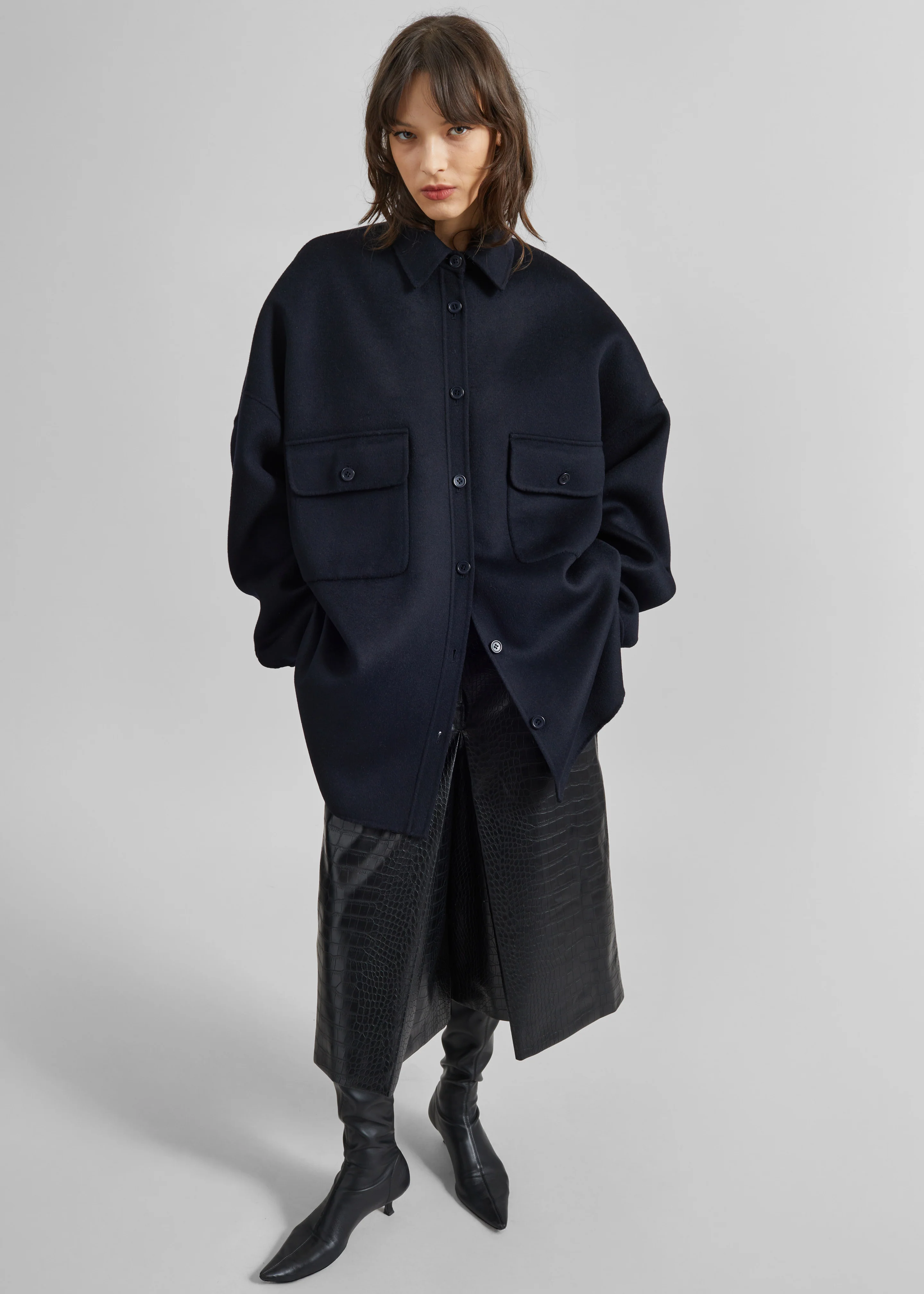 Dallas Wool Overshirt - Navy - Image 6