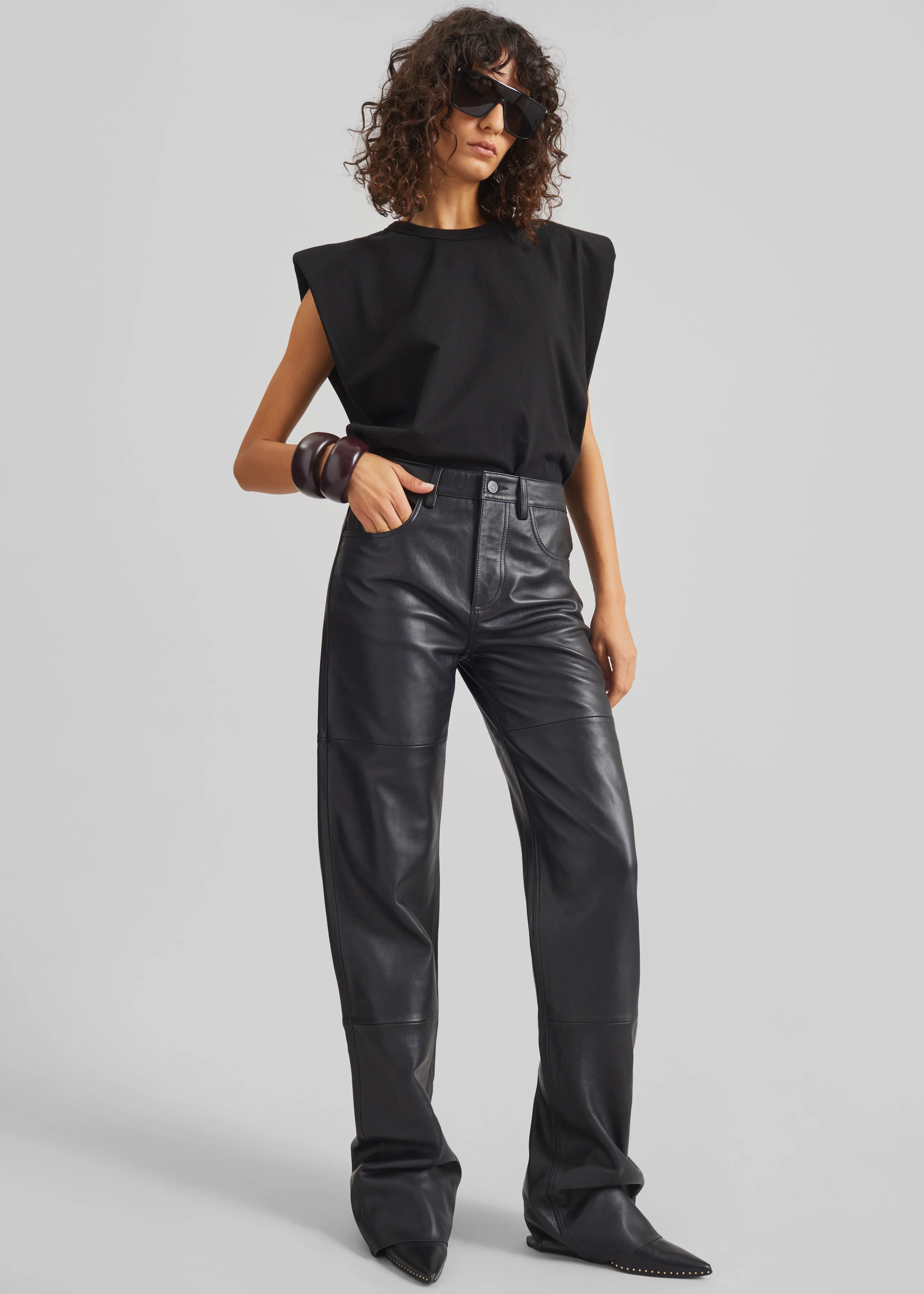 Dalston Leather Pants - Black - Image 4