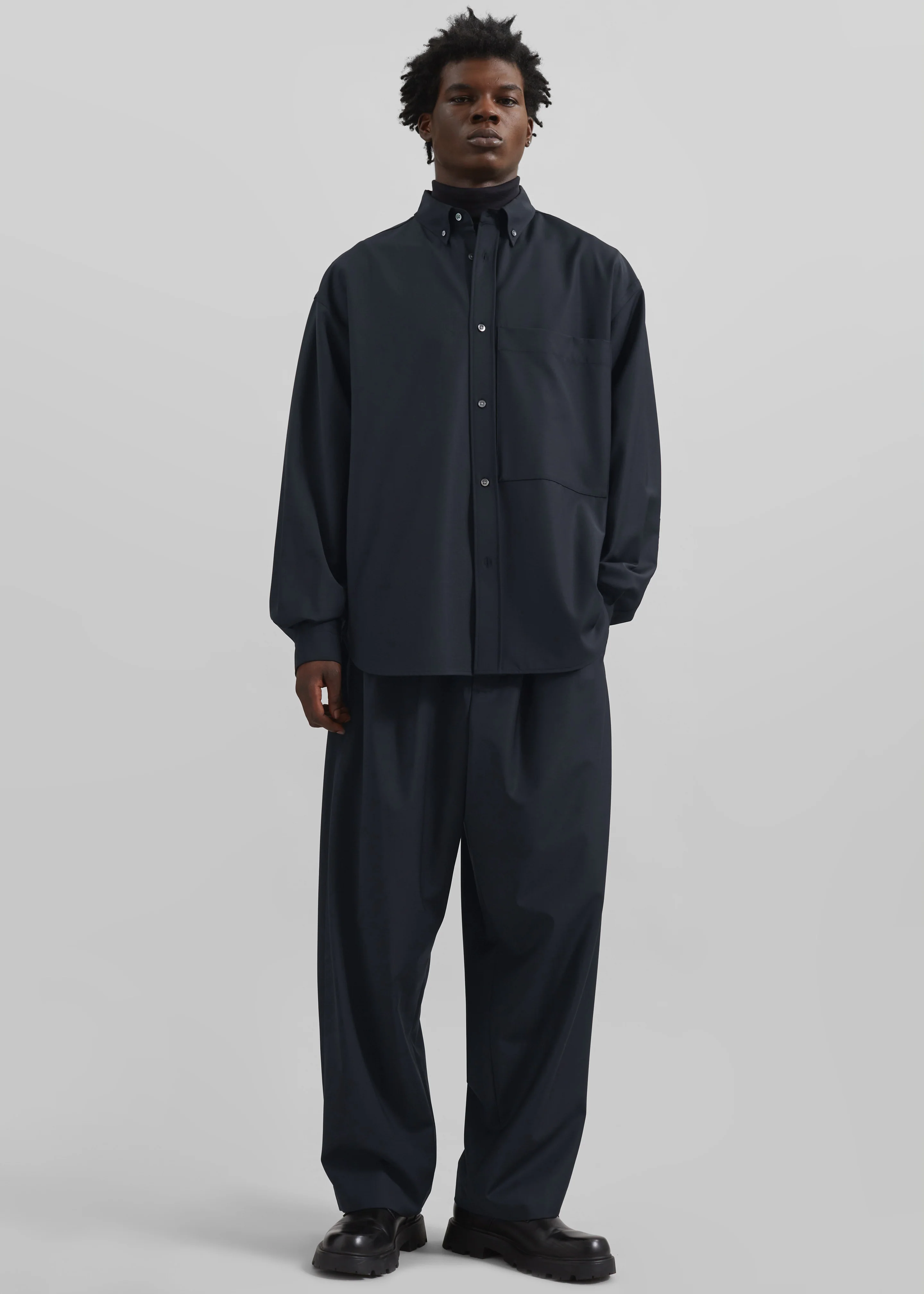 Dalton Wool Blend Shirt - Dark Navy - Image 4