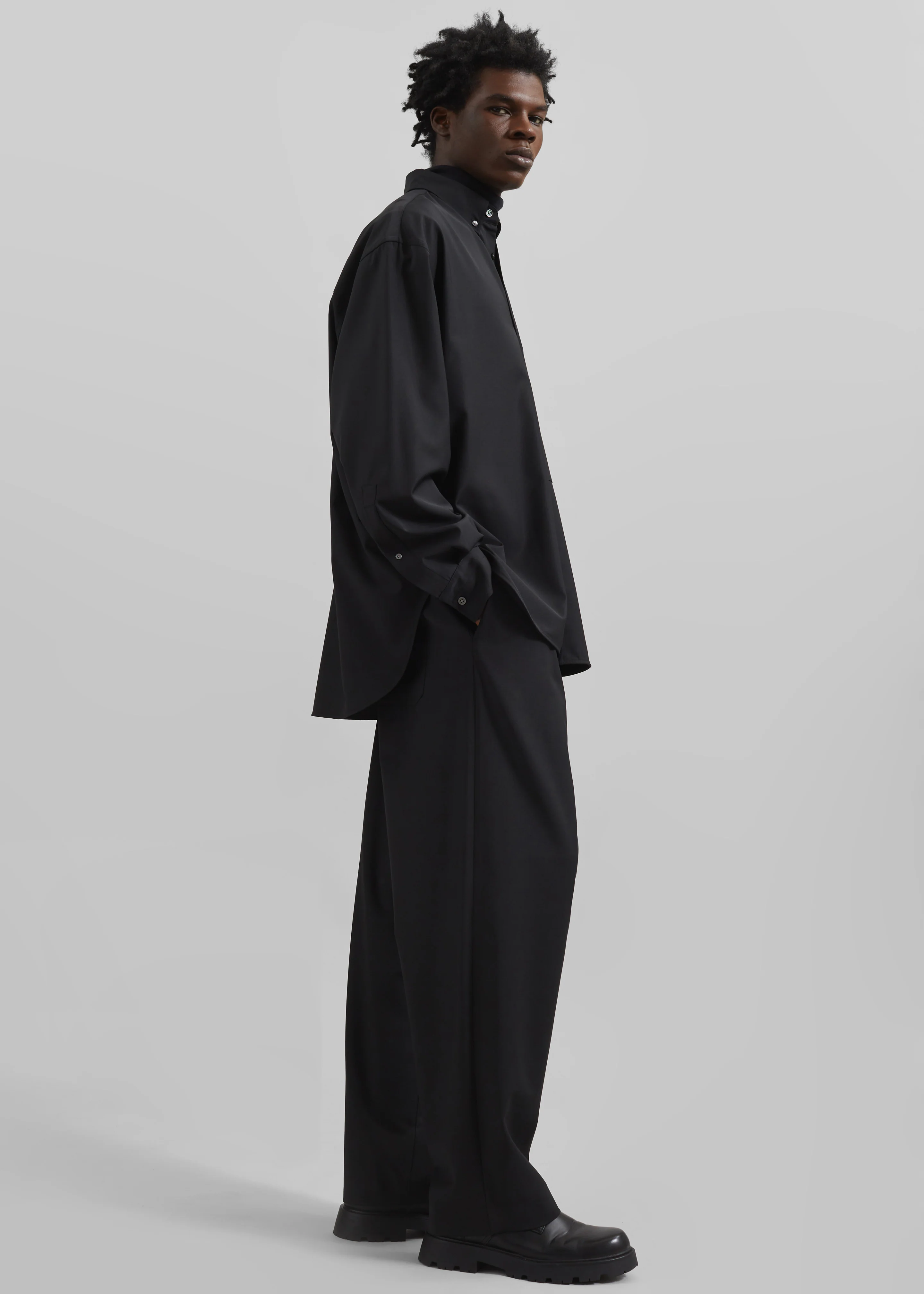 Dalton Wool Blend Trousers - Black - Image 6