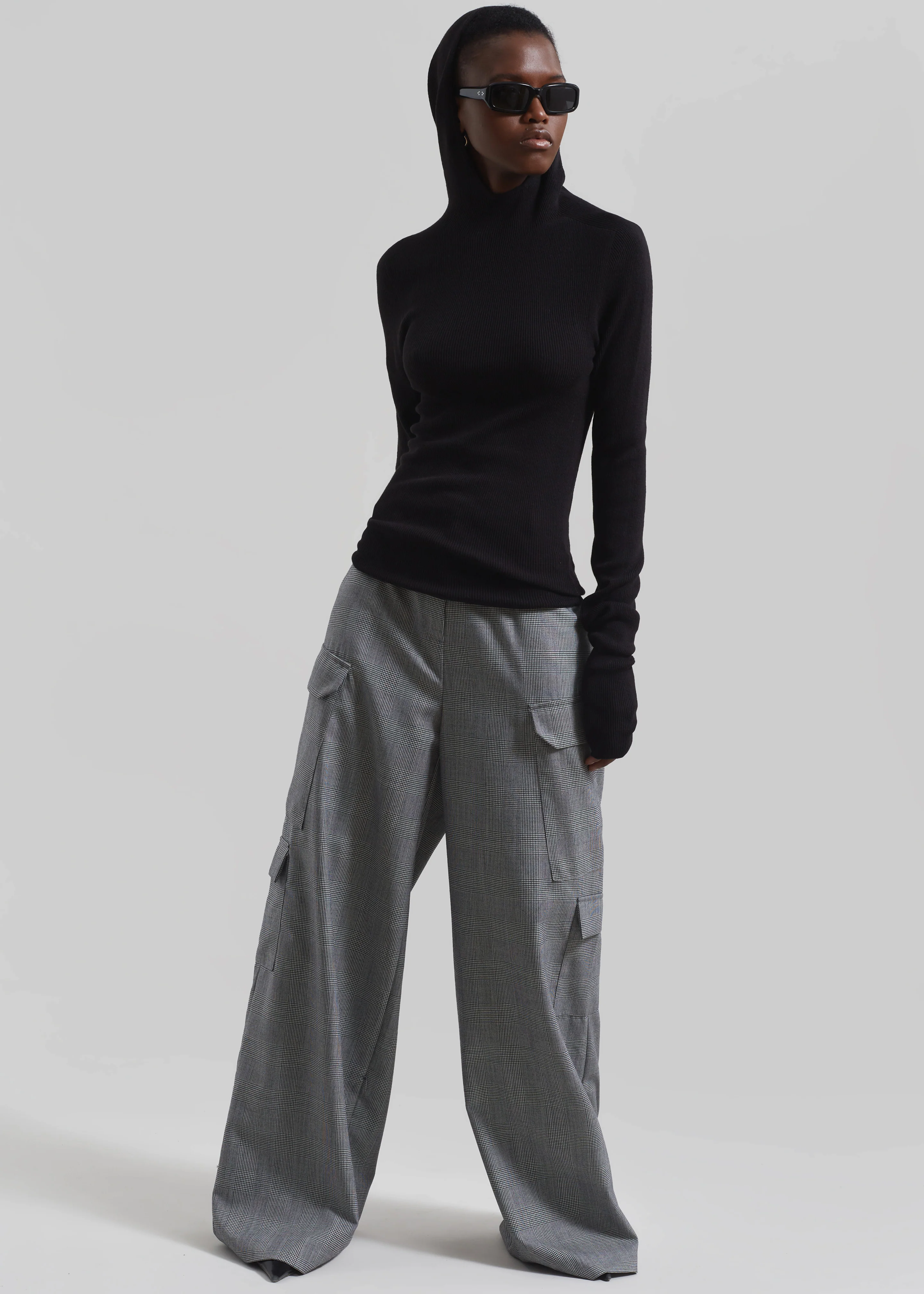 Danae Hooded Knit Top - Black - Image 7
