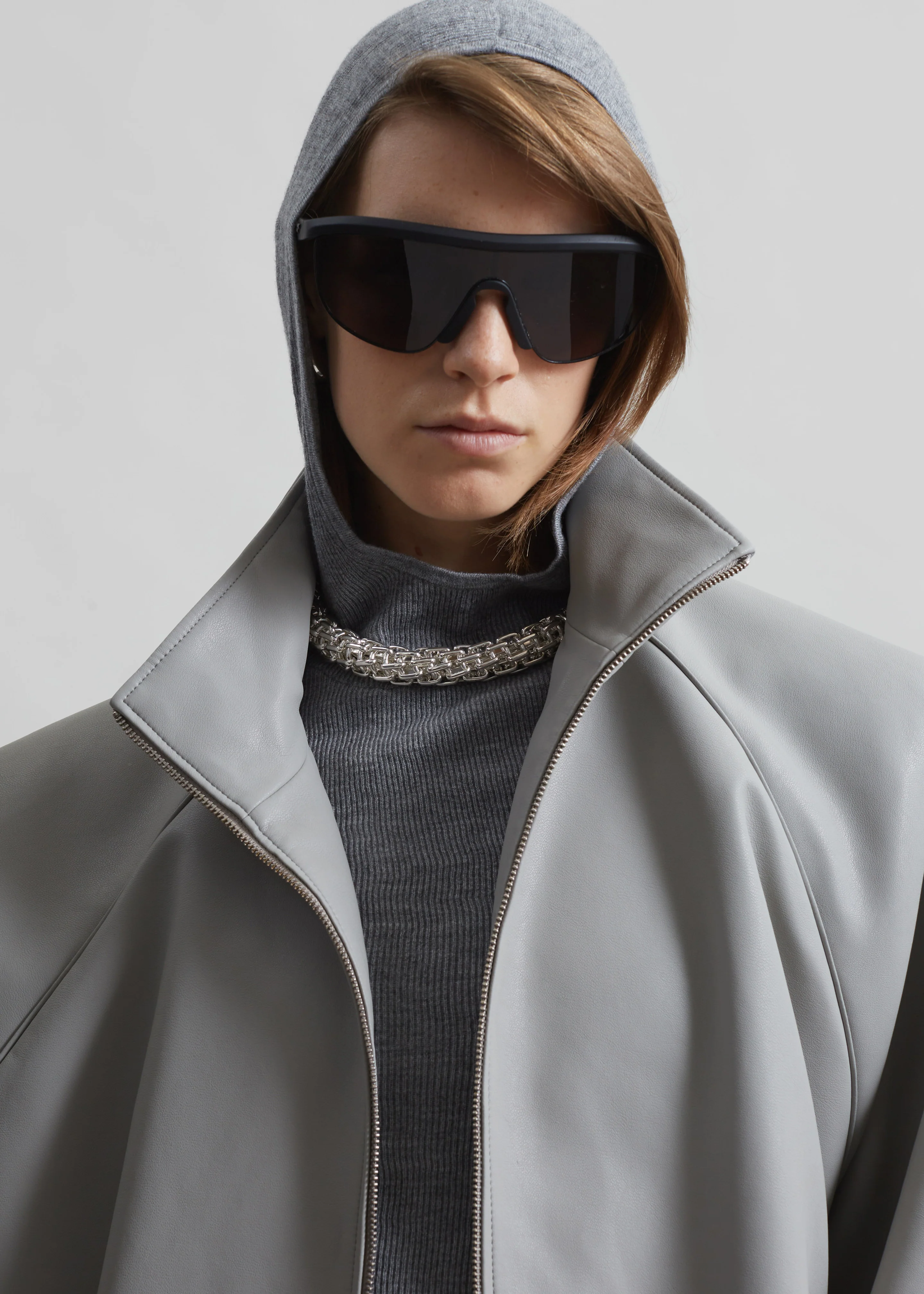 Danae Hooded Knit Top - Grey - Image 9