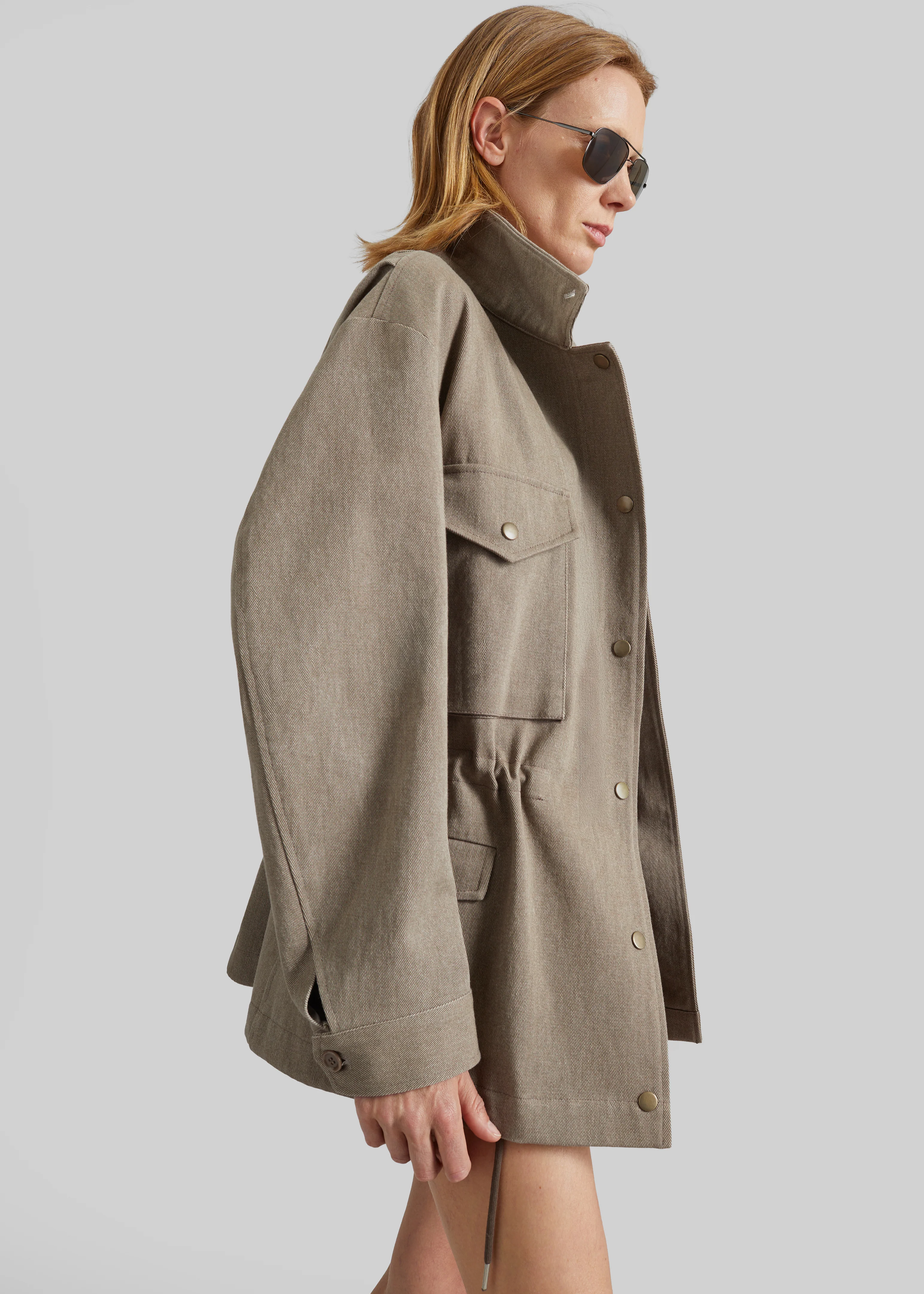 Danto Drawstring Utility Jacket - Light Brown - Image 4