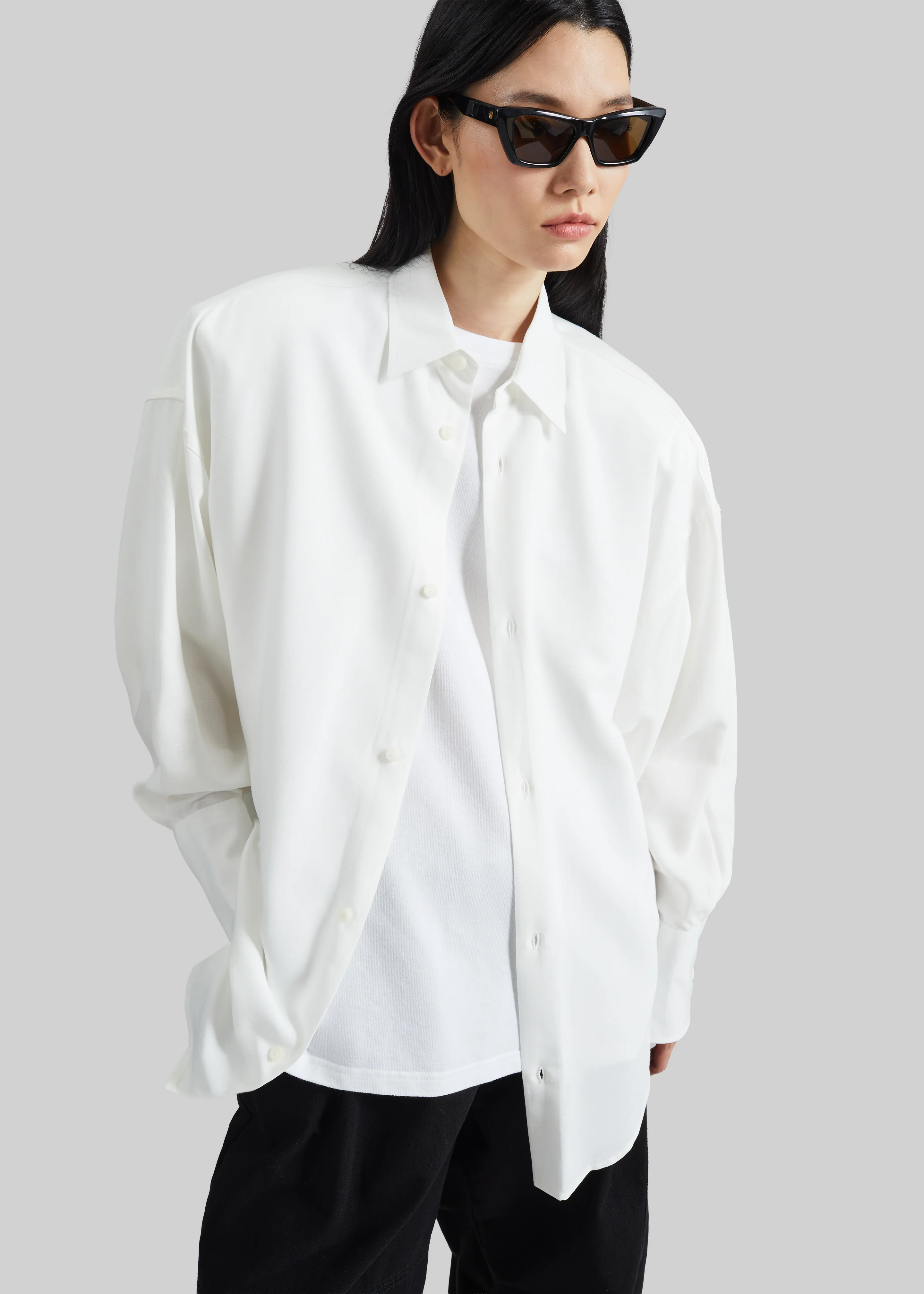 Darkpark Carla Oversize Viscose Gauze Shirt - Sugar White - Image 4