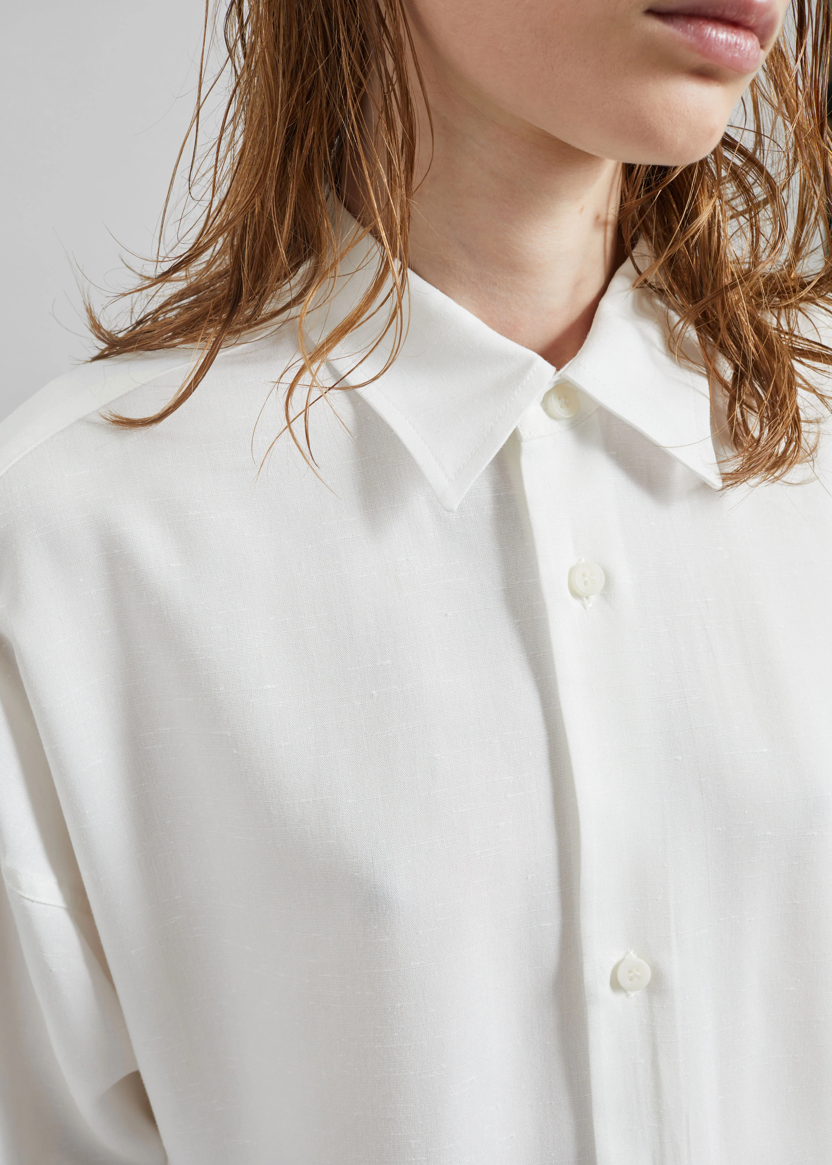 Darkpark Carla Oversize Viscose Gauze Shirt - Sugar White - Image 6