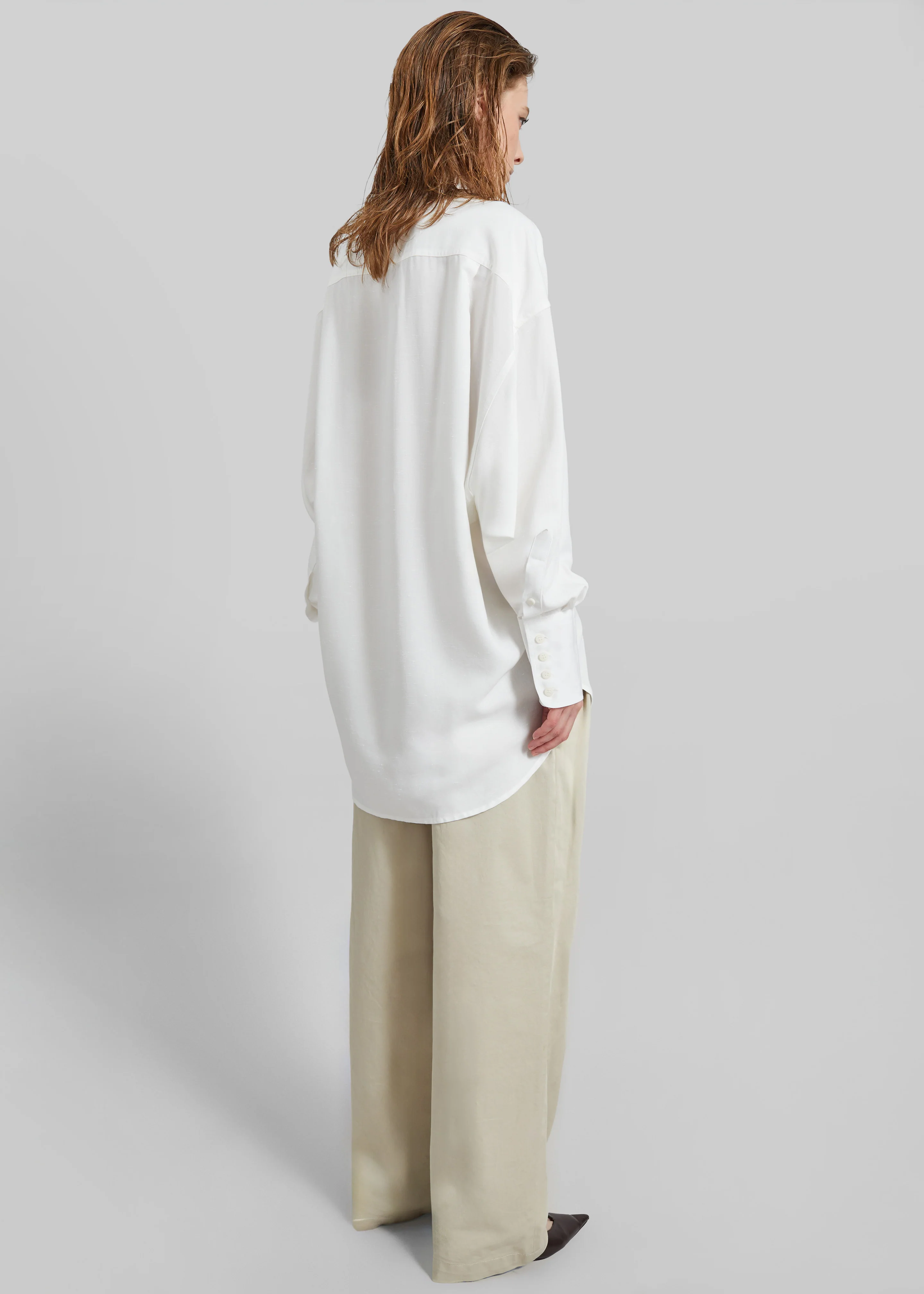 Darkpark Carla Oversize Viscose Gauze Shirt - Sugar White - Image 7