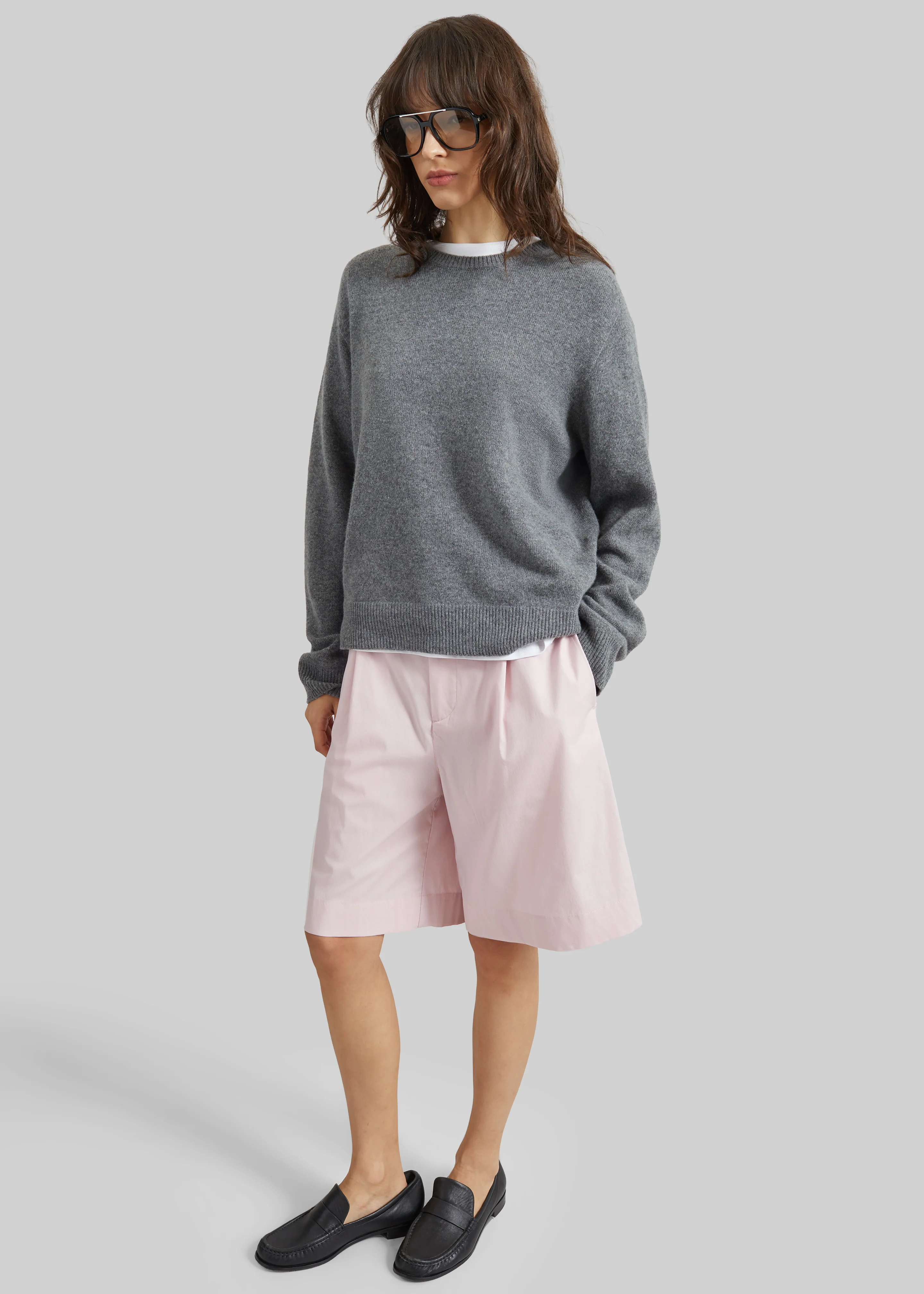 Darkpark Danielle Light Popeline Wide-Leg Shorts - Pink - Image 2
