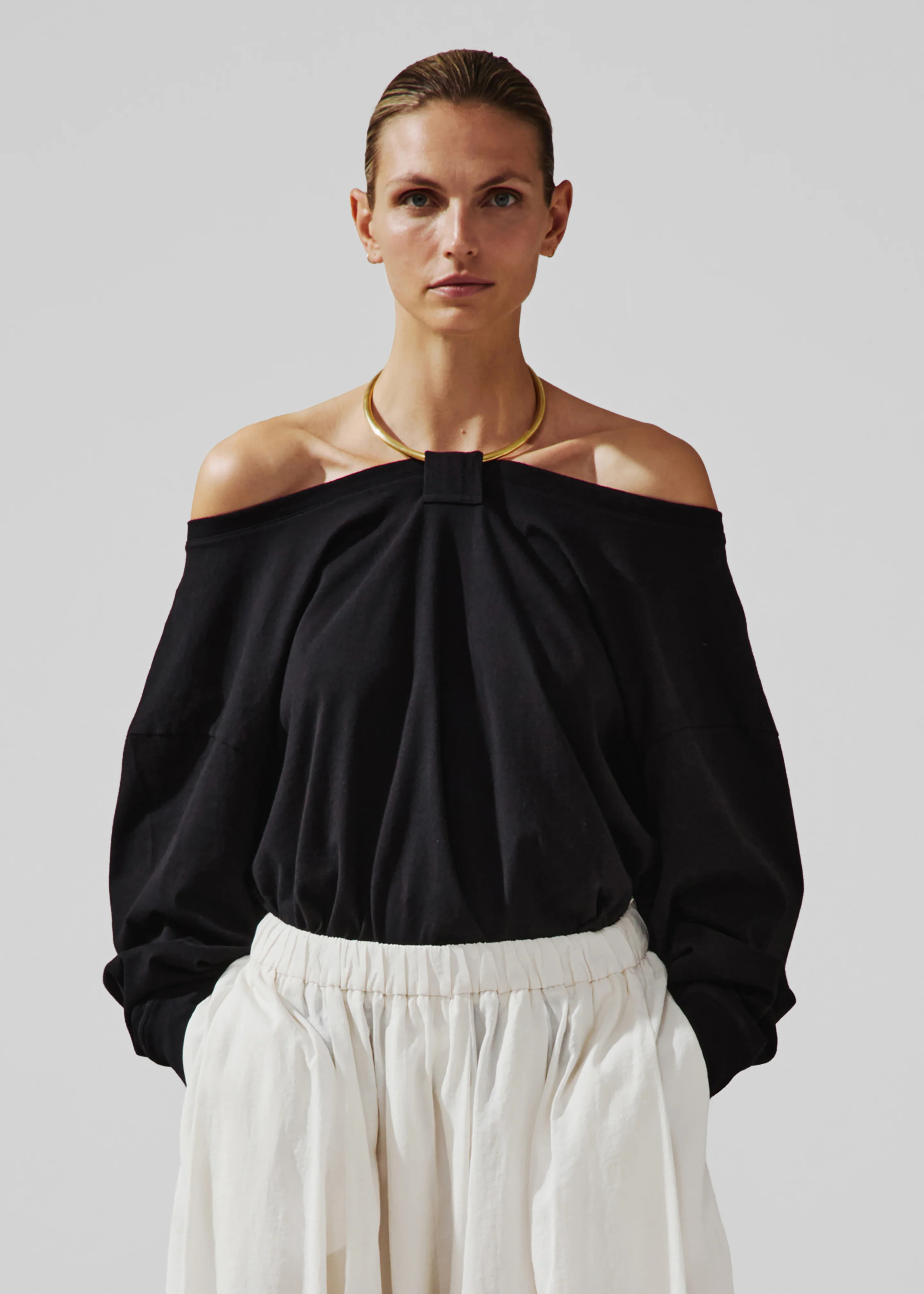 Darkpark Erin Necklace Off-Shoulder Top - Black - Image 3
