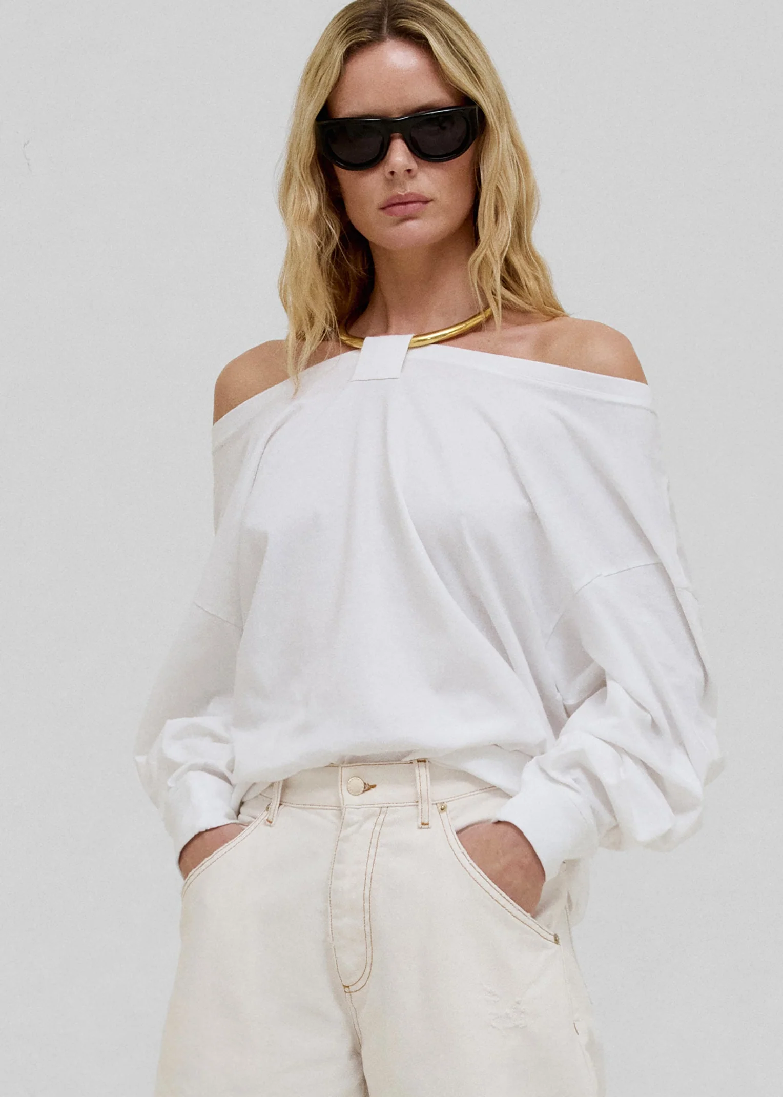Darkpark Erin Necklace Off-Shoulder Top - White