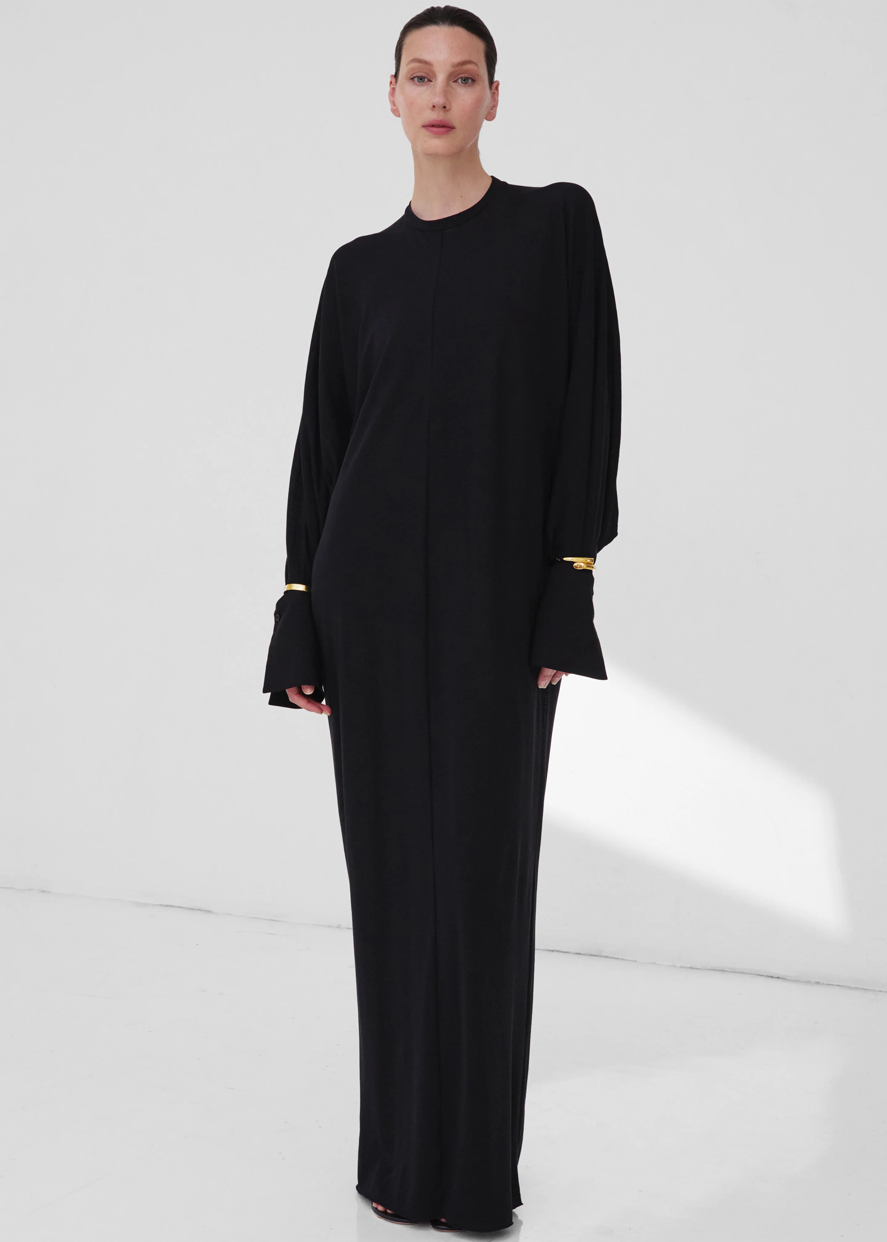 Darkpark Frida Light Jersey Cuff Long Sleeve Dress - Black - Image 7