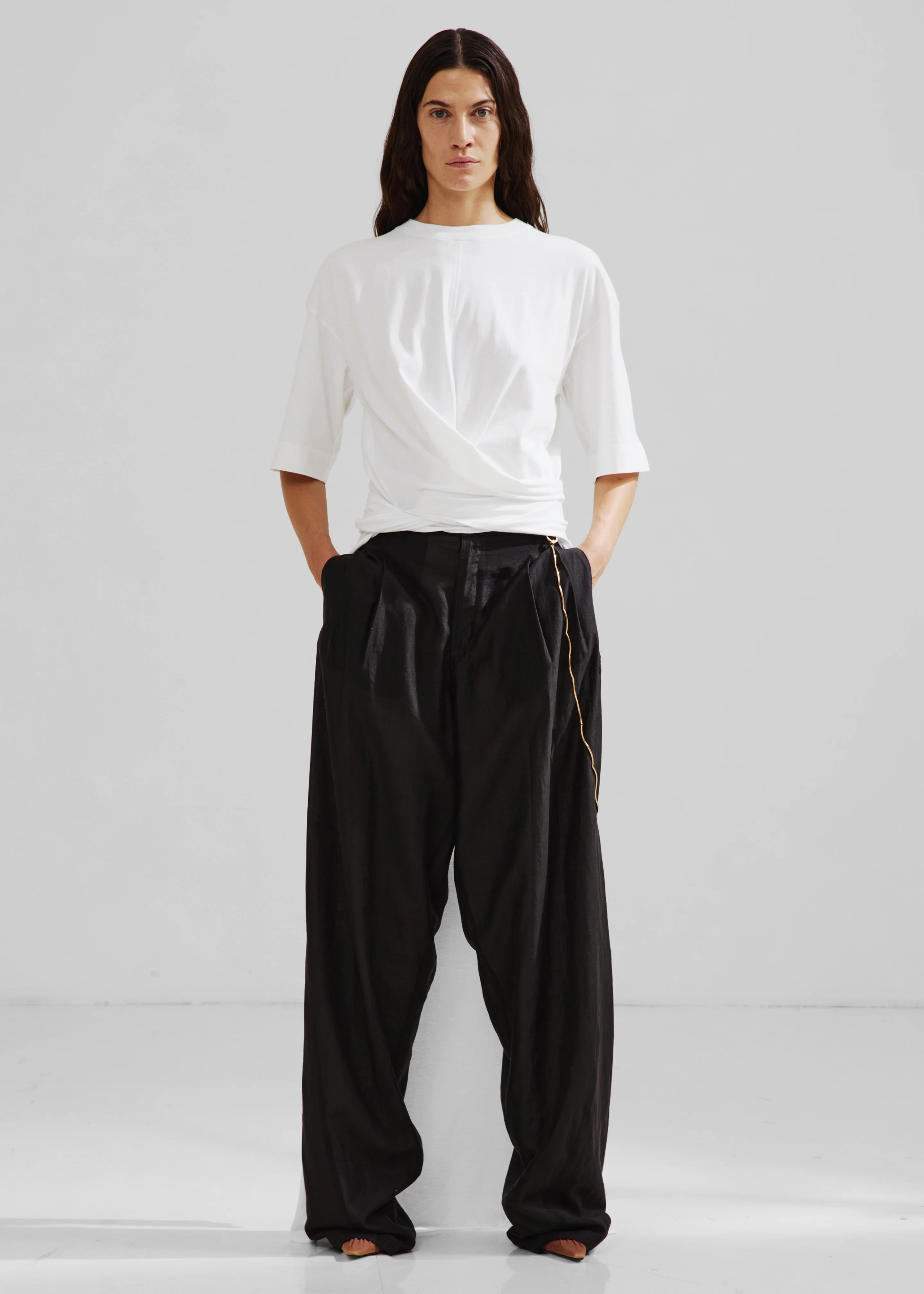 Darkpark Gia Oversized Long Tee With Splits - White - Image 4