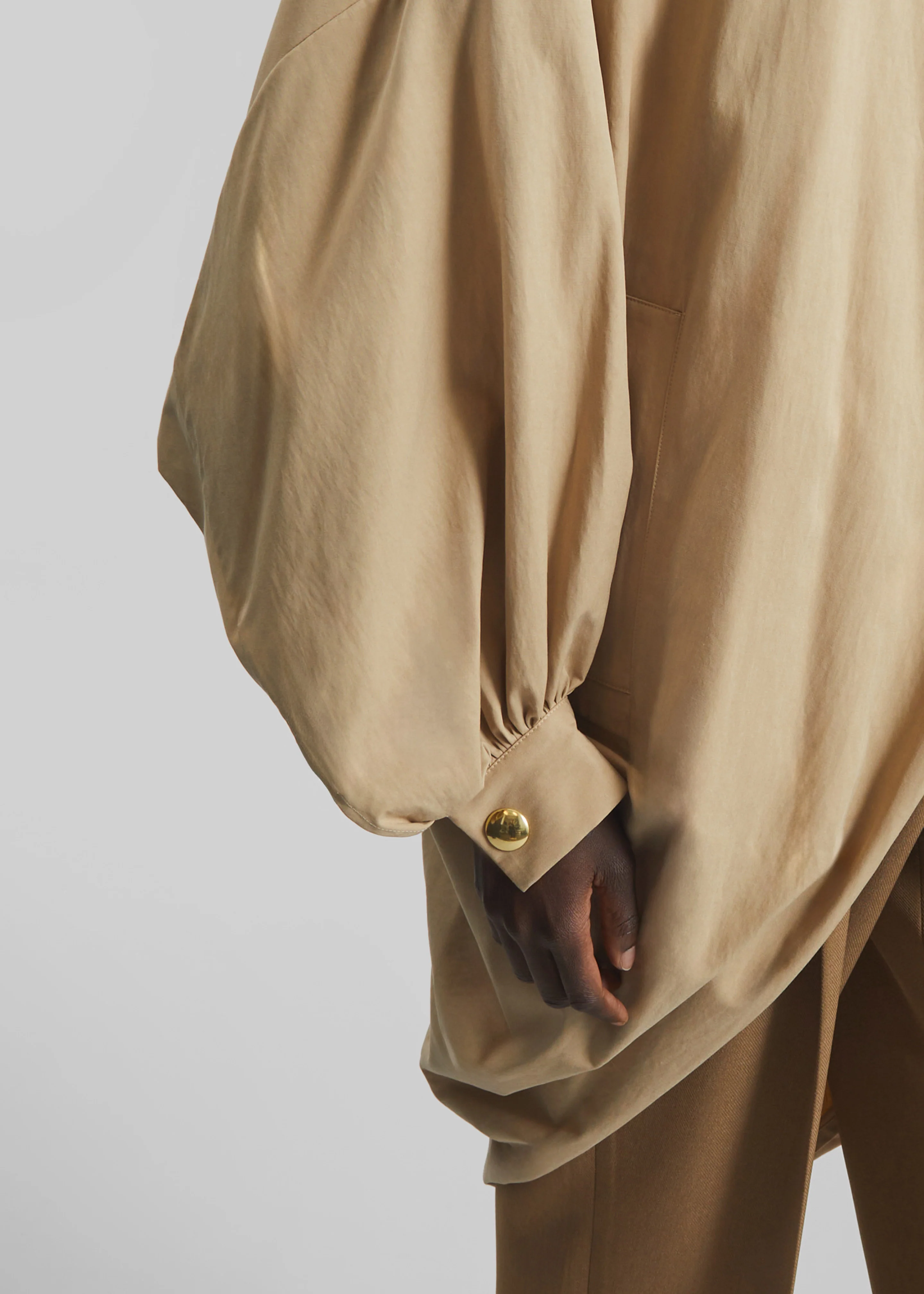 Darkpark Norma Draped Sleeves Bomber Jacket - Beige - Image 4