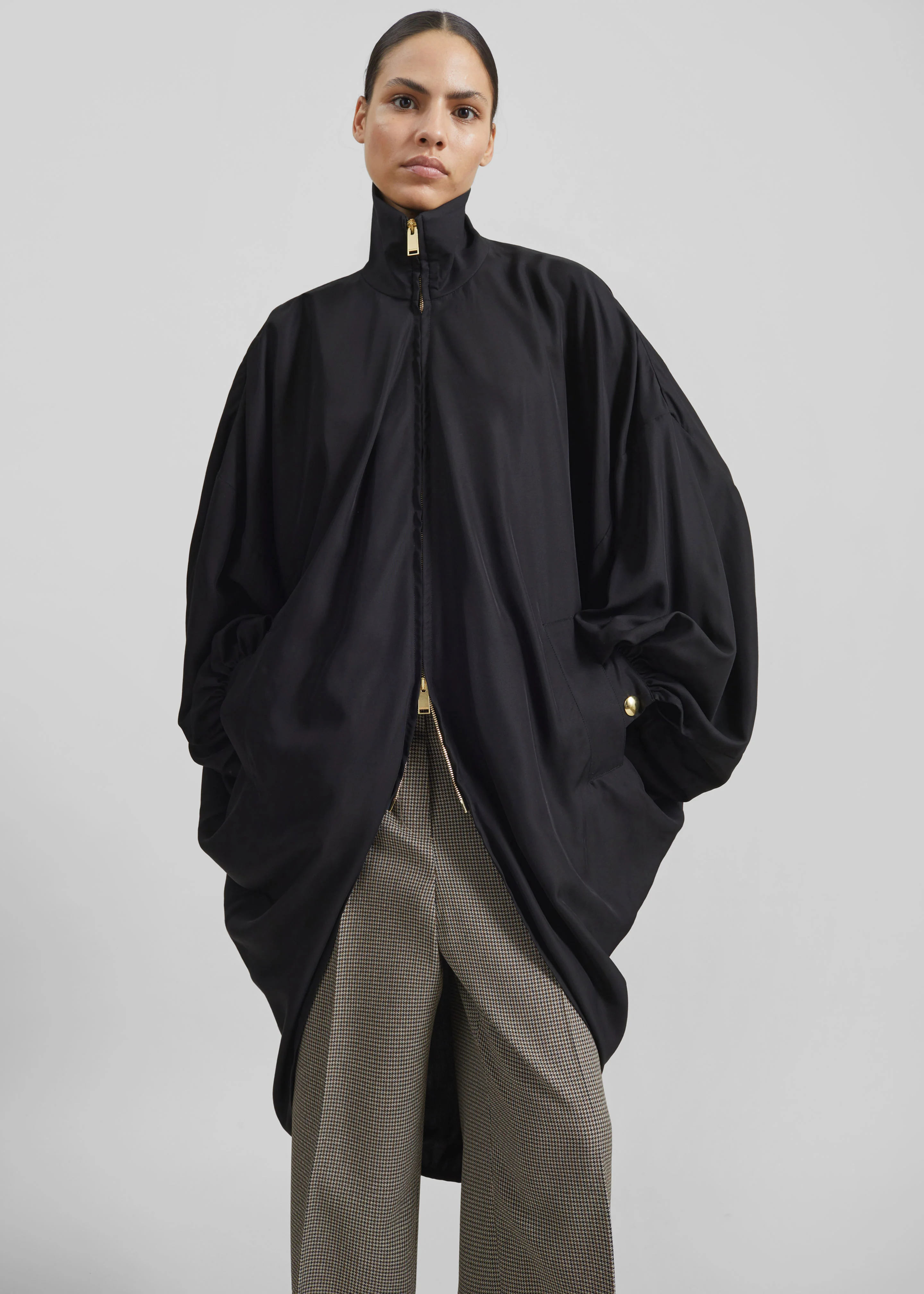 Darkpark Norma Draped Sleeves Bomber Jacket - Black - Image 5