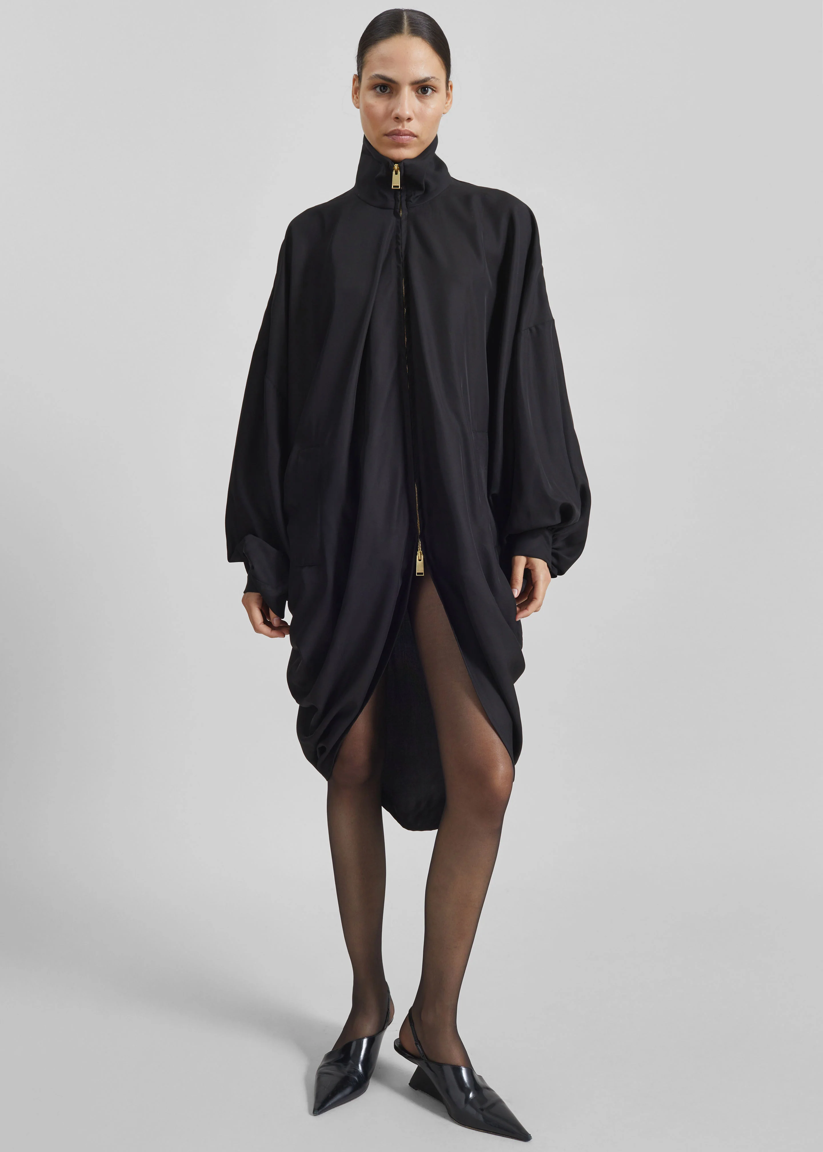Darkpark Norma Draped Sleeves Bomber Jacket - Black - Image 6