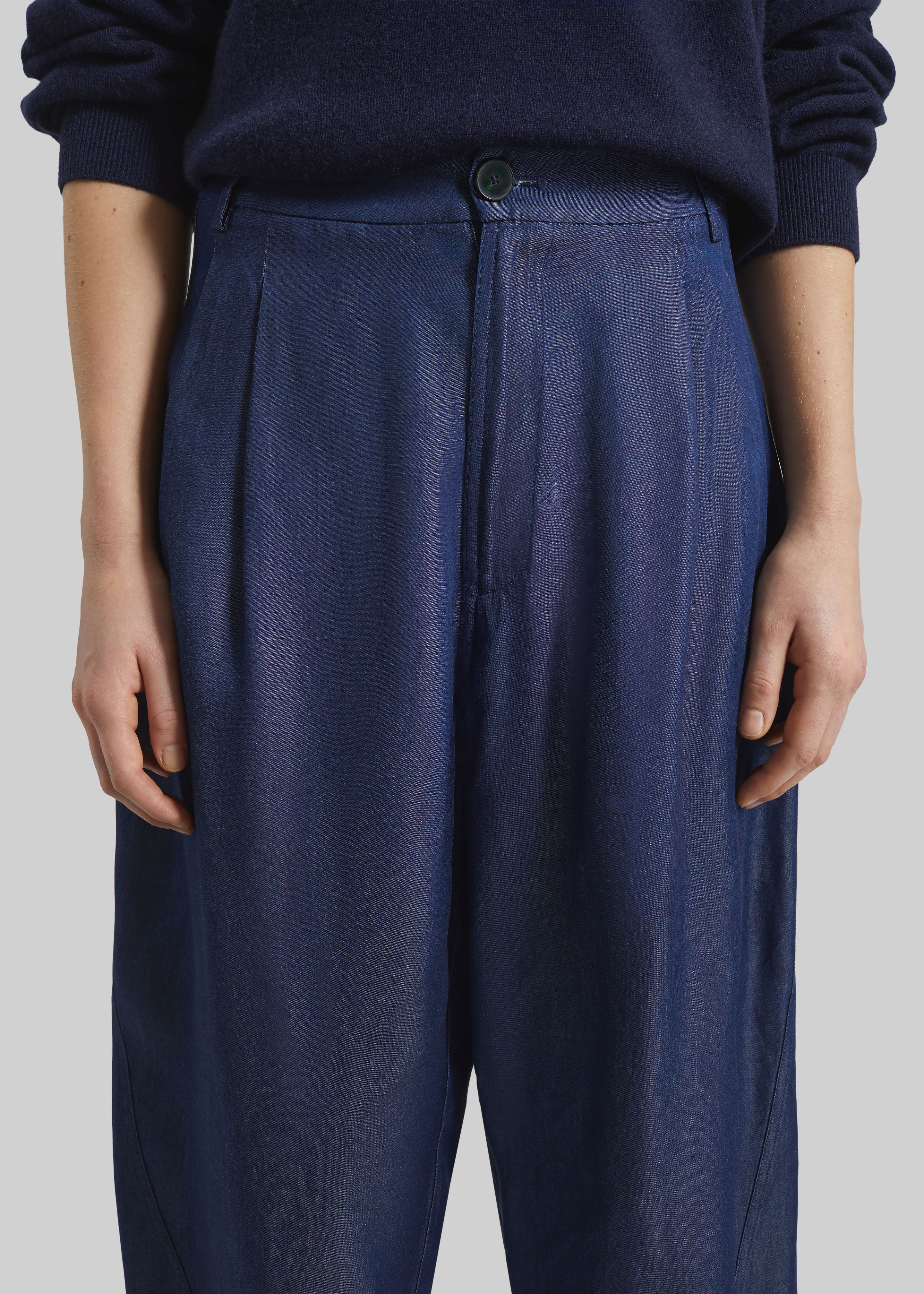 Darkpark Phebe Light Chambray Wide-Leg Pants - Blue Denim - Image 4