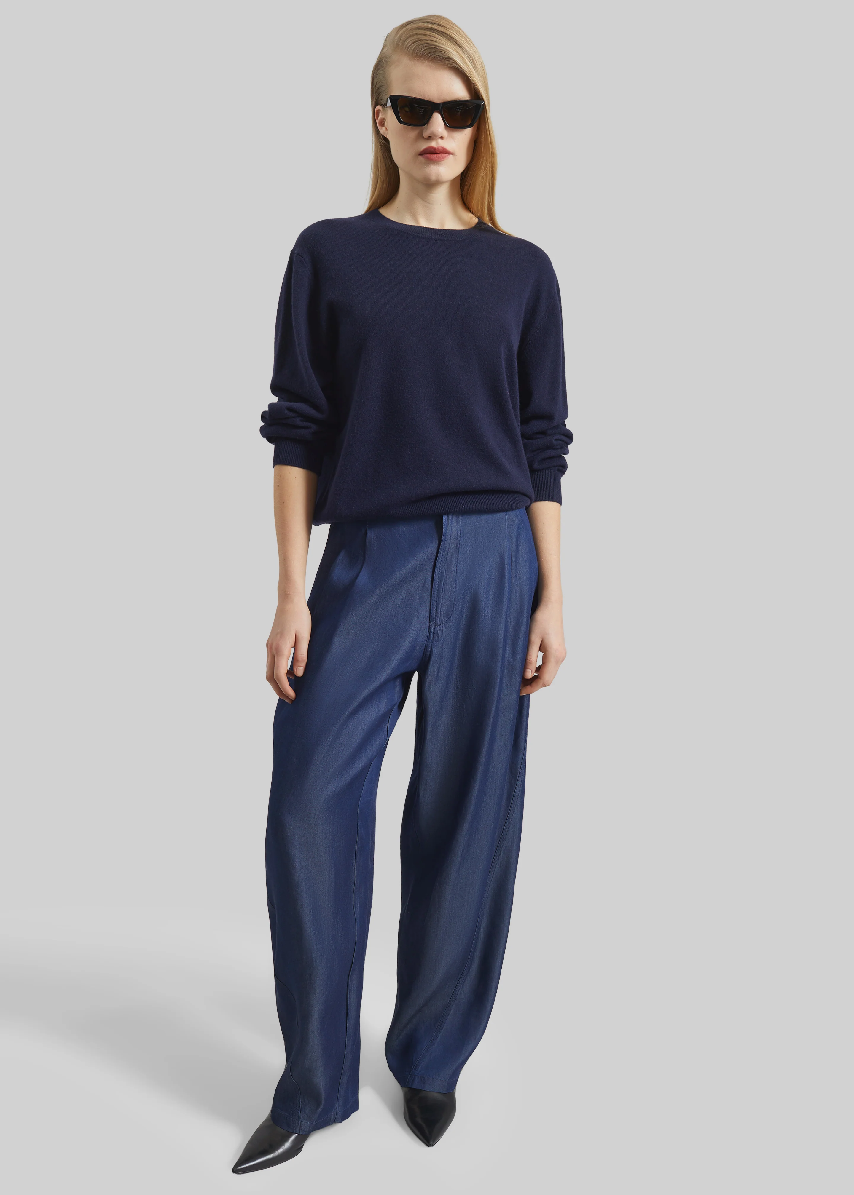 Darkpark Phebe Light Chambray Wide-Leg Pants - Blue Denim - Image 5