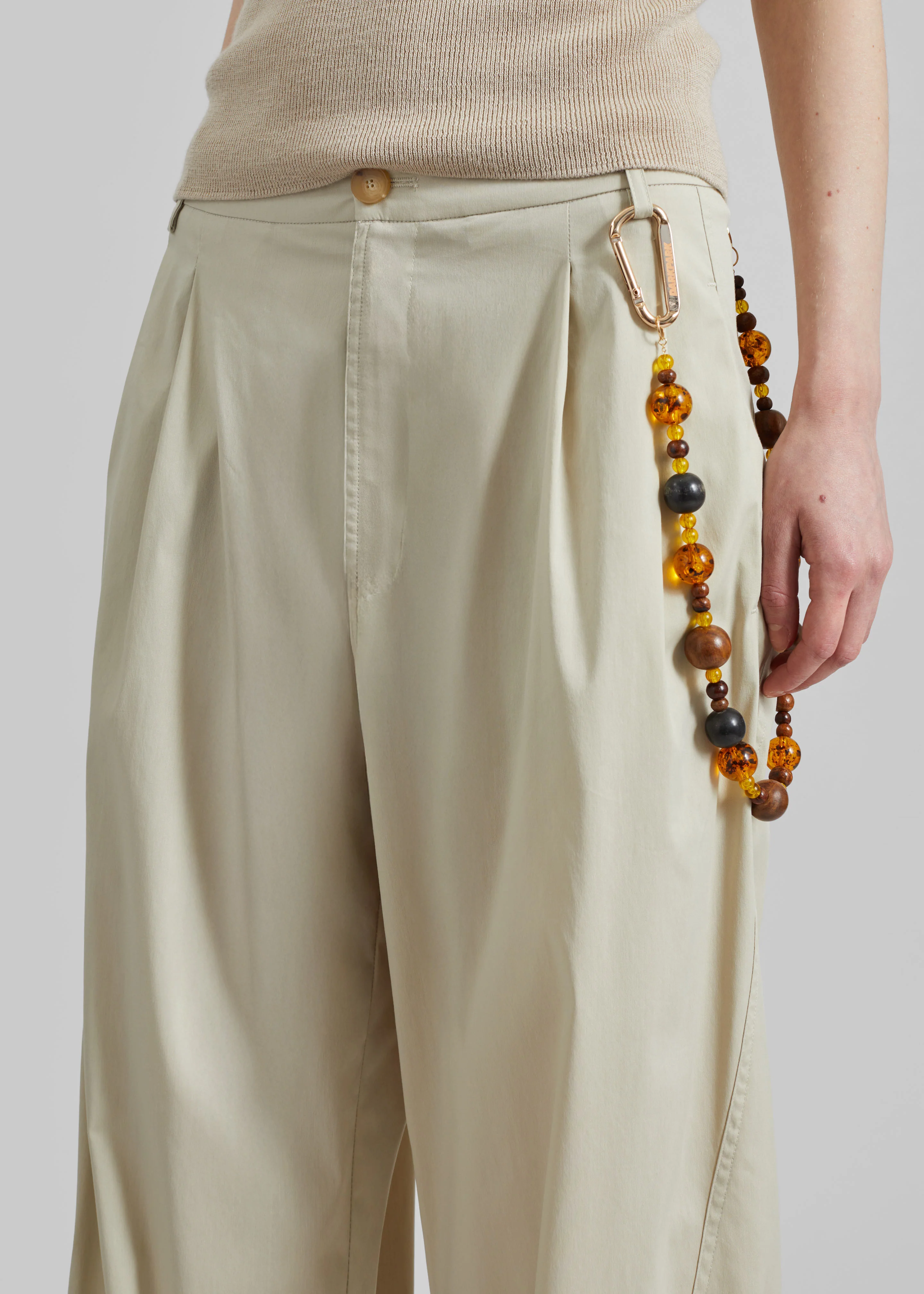 Darkpark Phebe Light Cotton Popeline Wide-Leg Pants - Beige - Image 3