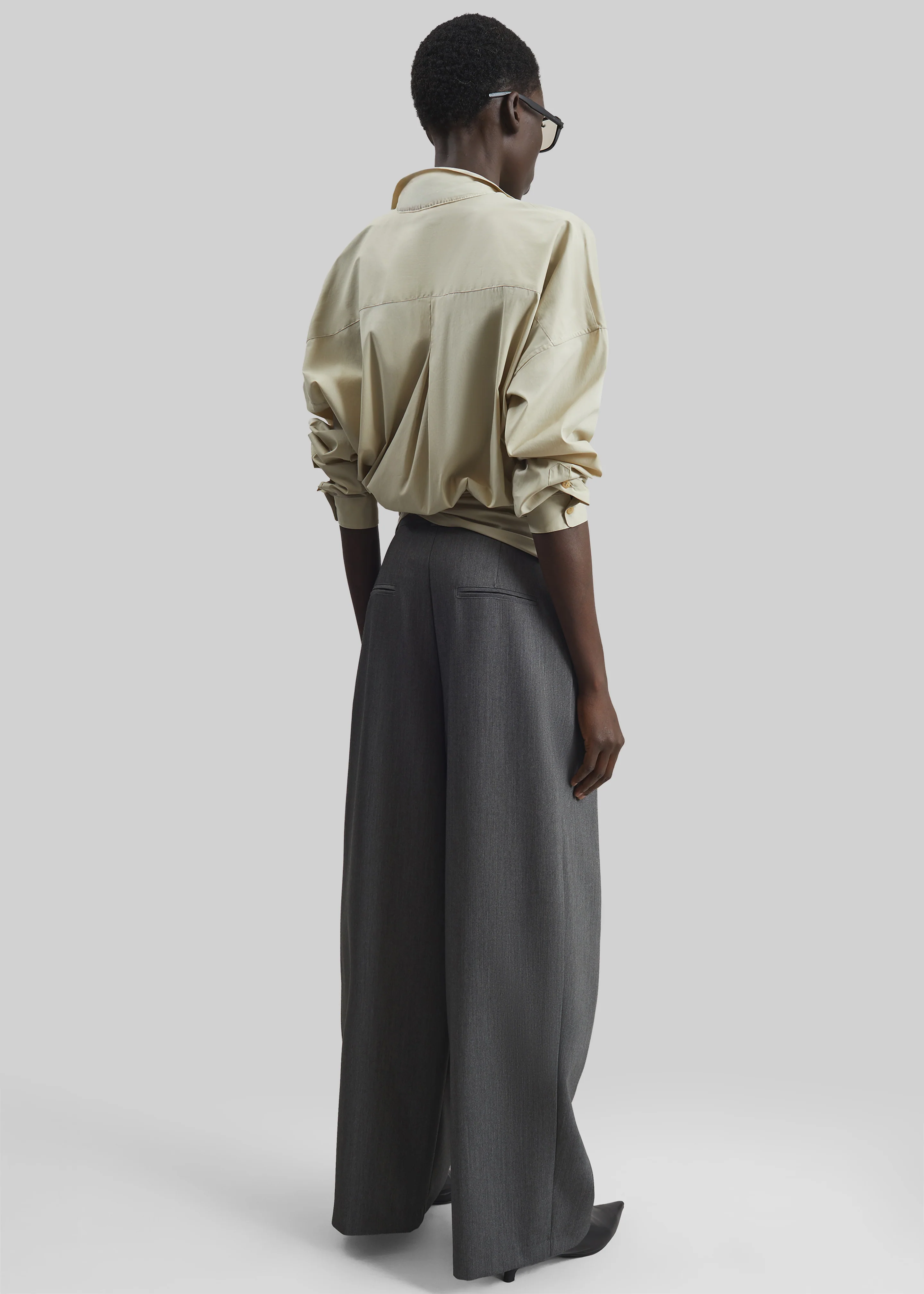 Darkpark Romy Light Cotton Popeline Drap Shirt - Beige - Image 8