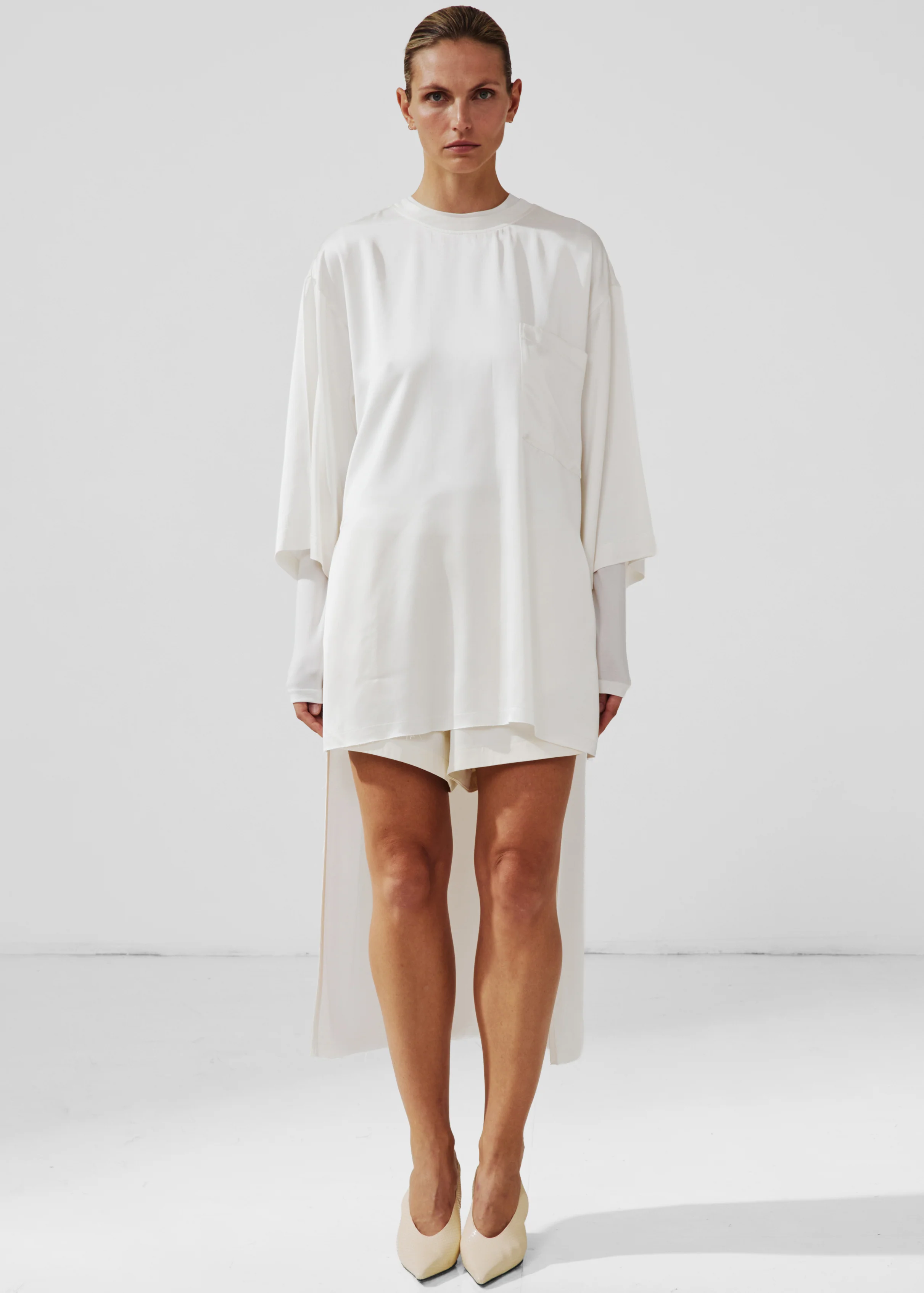 Darkpark Tara Satin Asymmetric Shirt - Off-White - Image 2