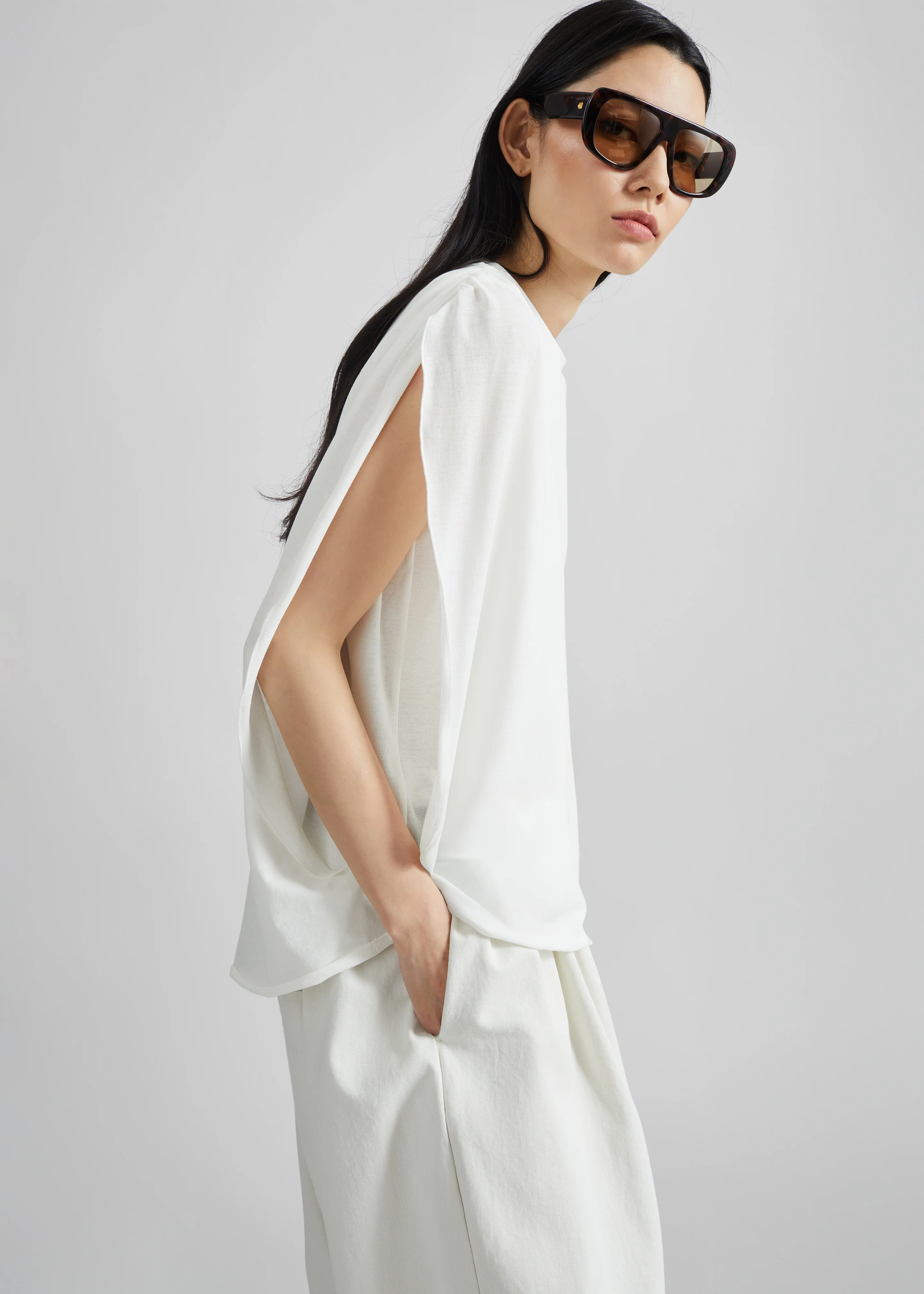 Darkpark Tracy Light Jersey Sleeveless Blouse - White - Image 2