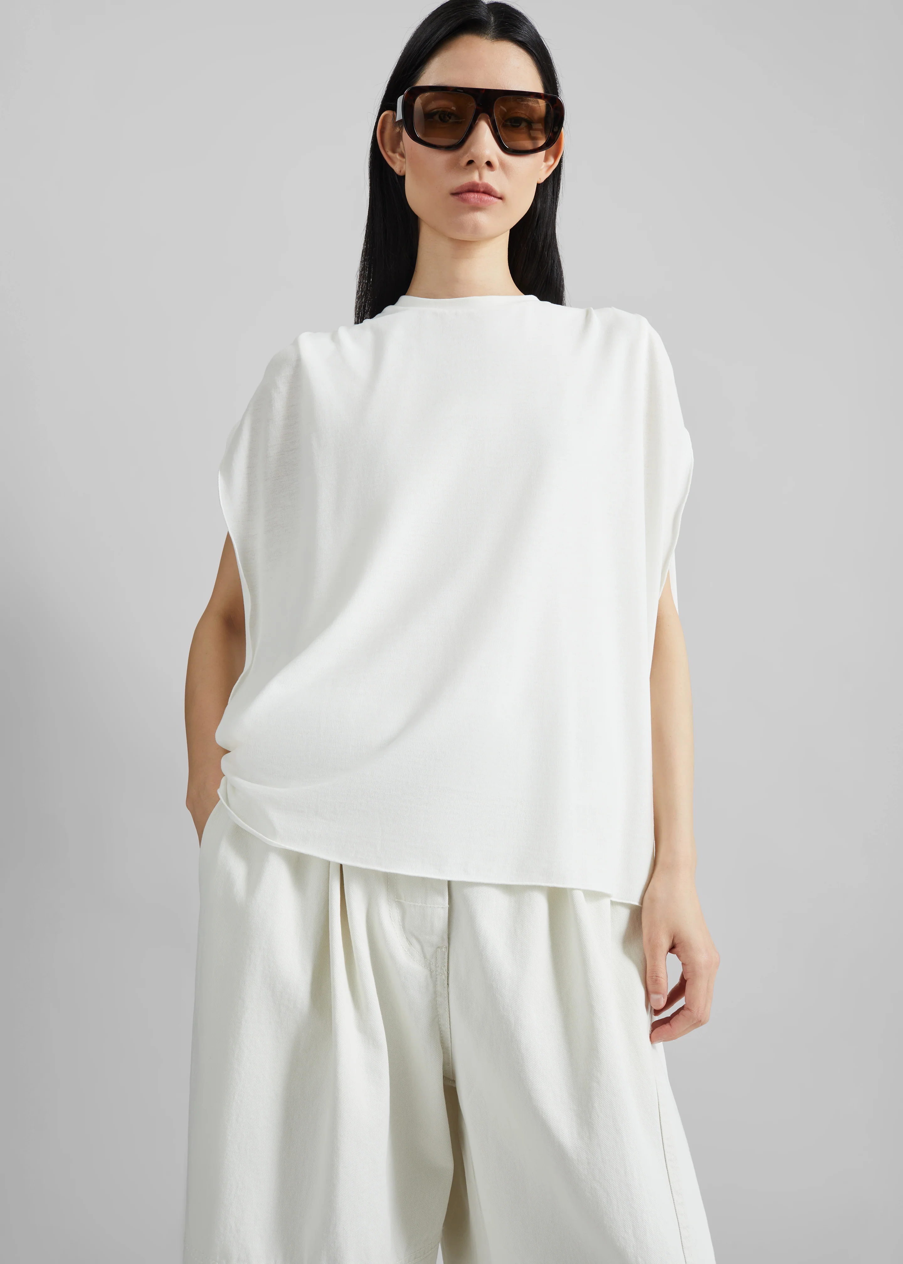 Darkpark Tracy Light Jersey Sleeveless Blouse - White - Image 4