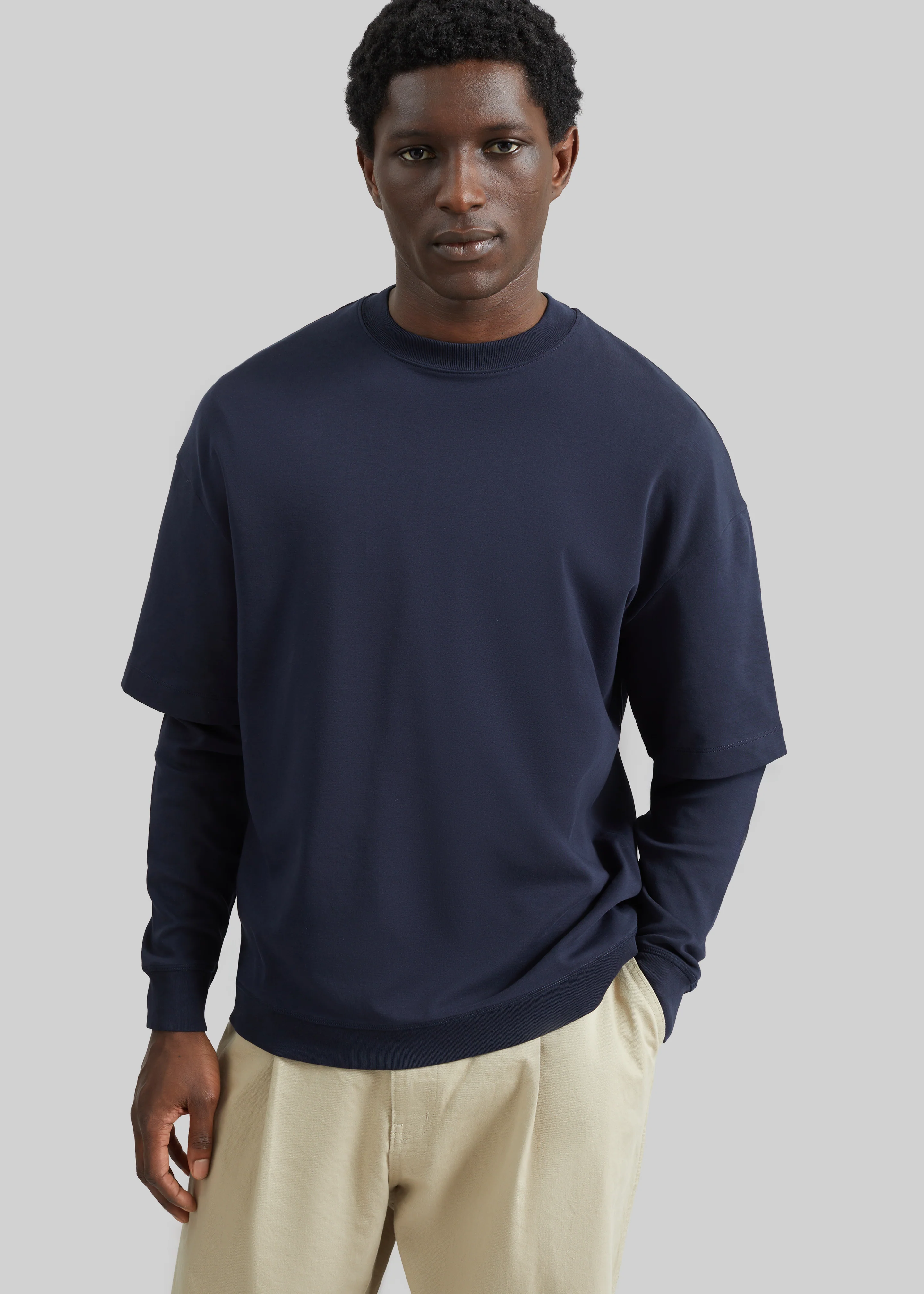 Darkpark Troy Double Sleeve Tee - Blue Navy - Image 3