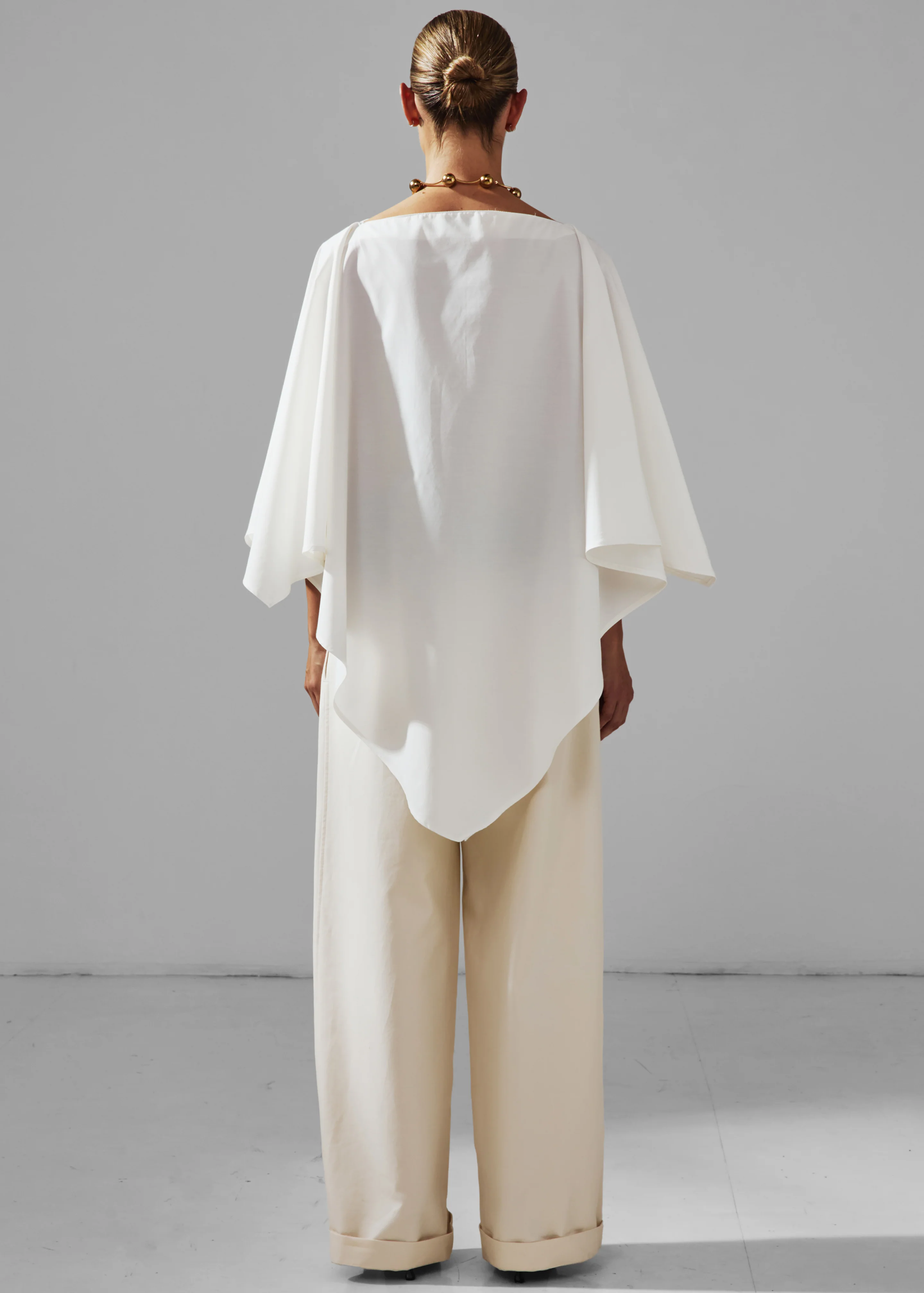 Darkpark Wendy Elastic Waist Wide-Leg Trousers - White - Image 4