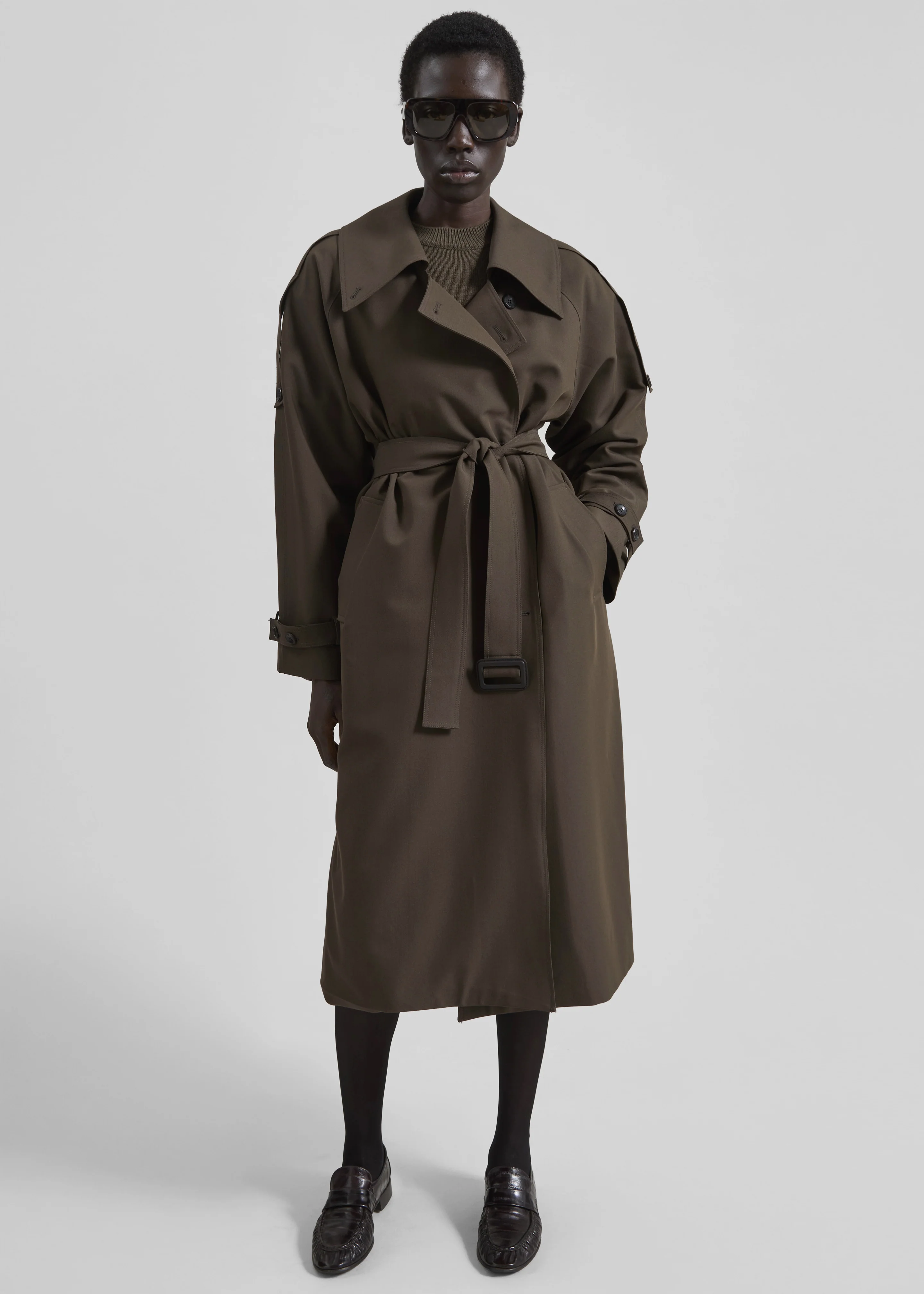 Dartford Trench Coat - Olive Brown - Image 3