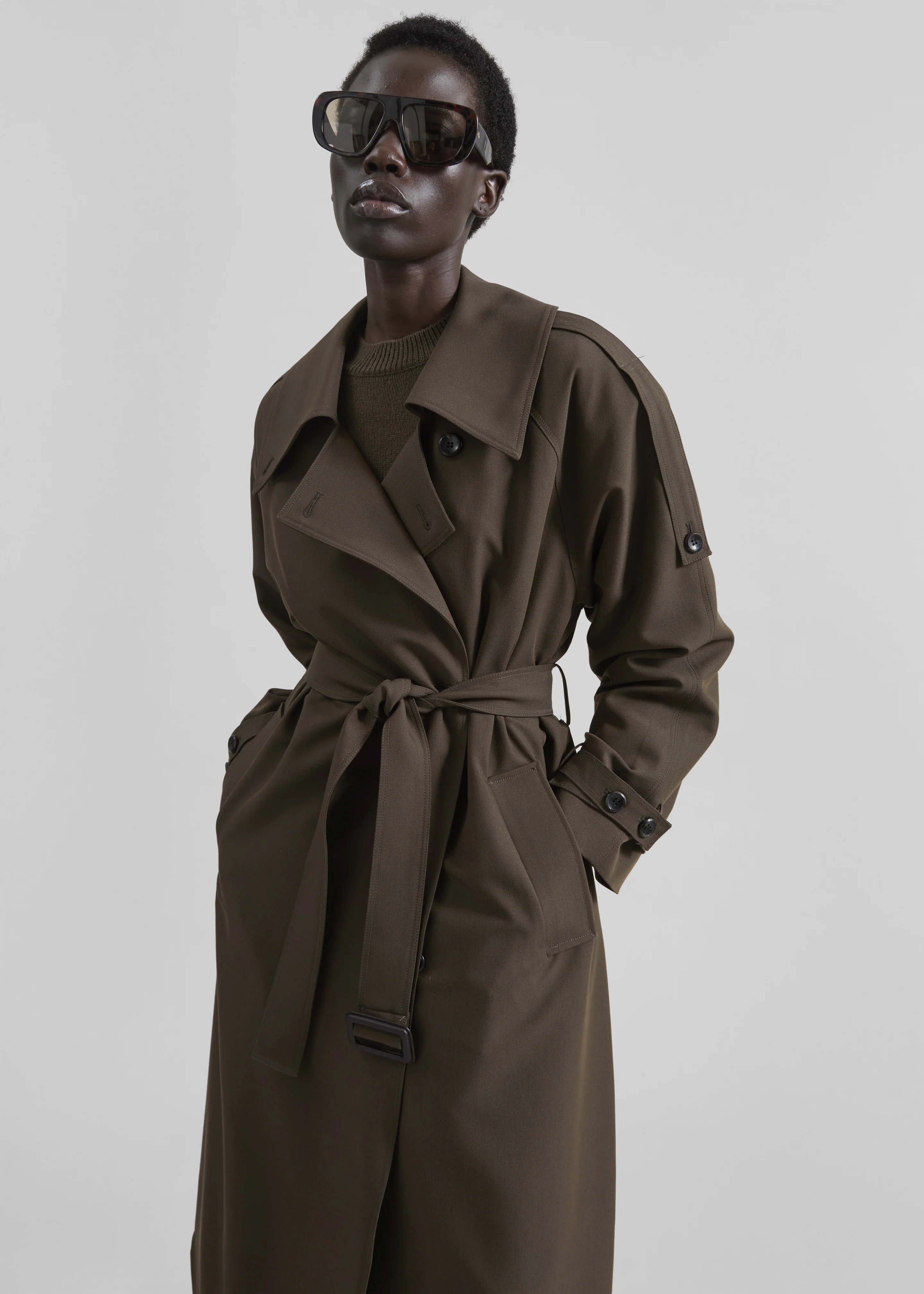 Dartford Trench Coat - Olive Brown - Image 4