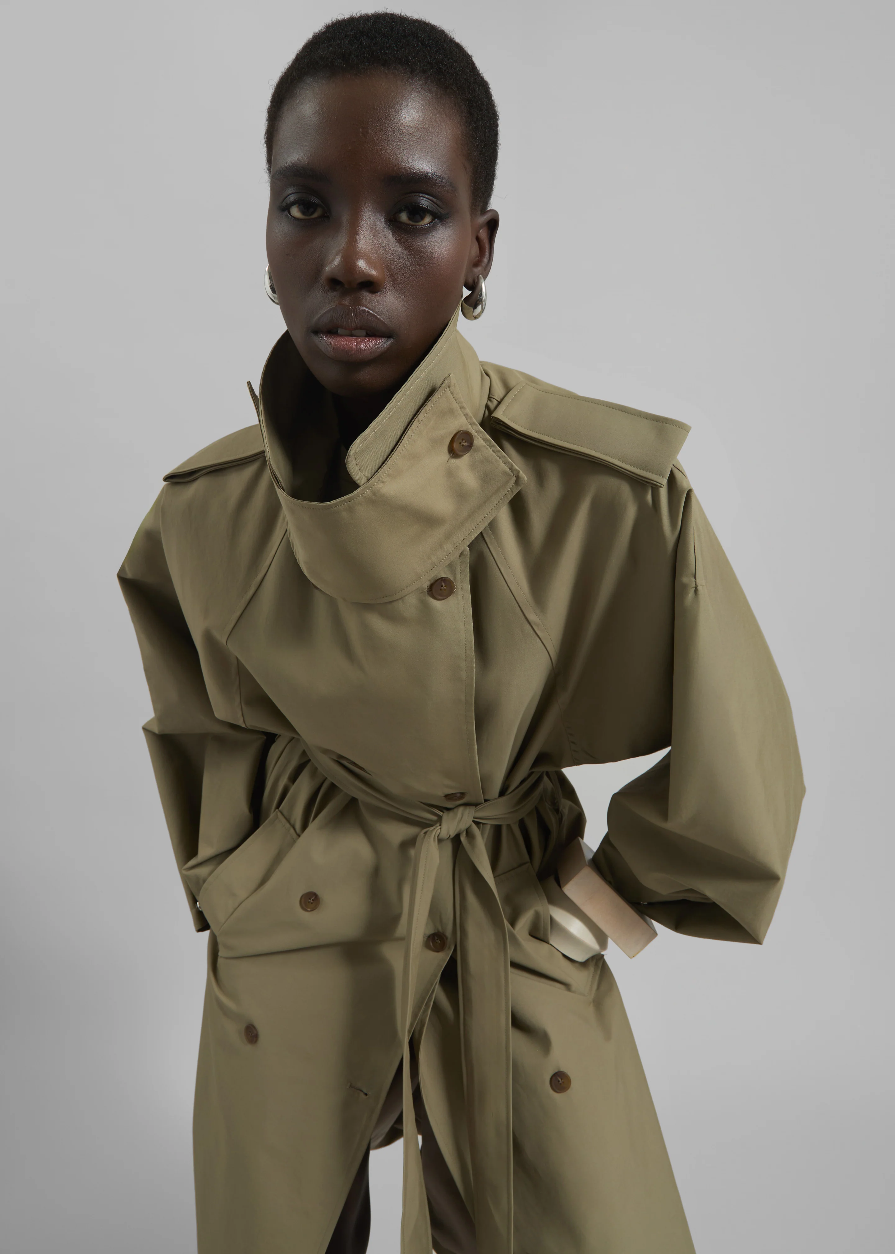 Davos Trench Coat - Pale Olive - Image 2