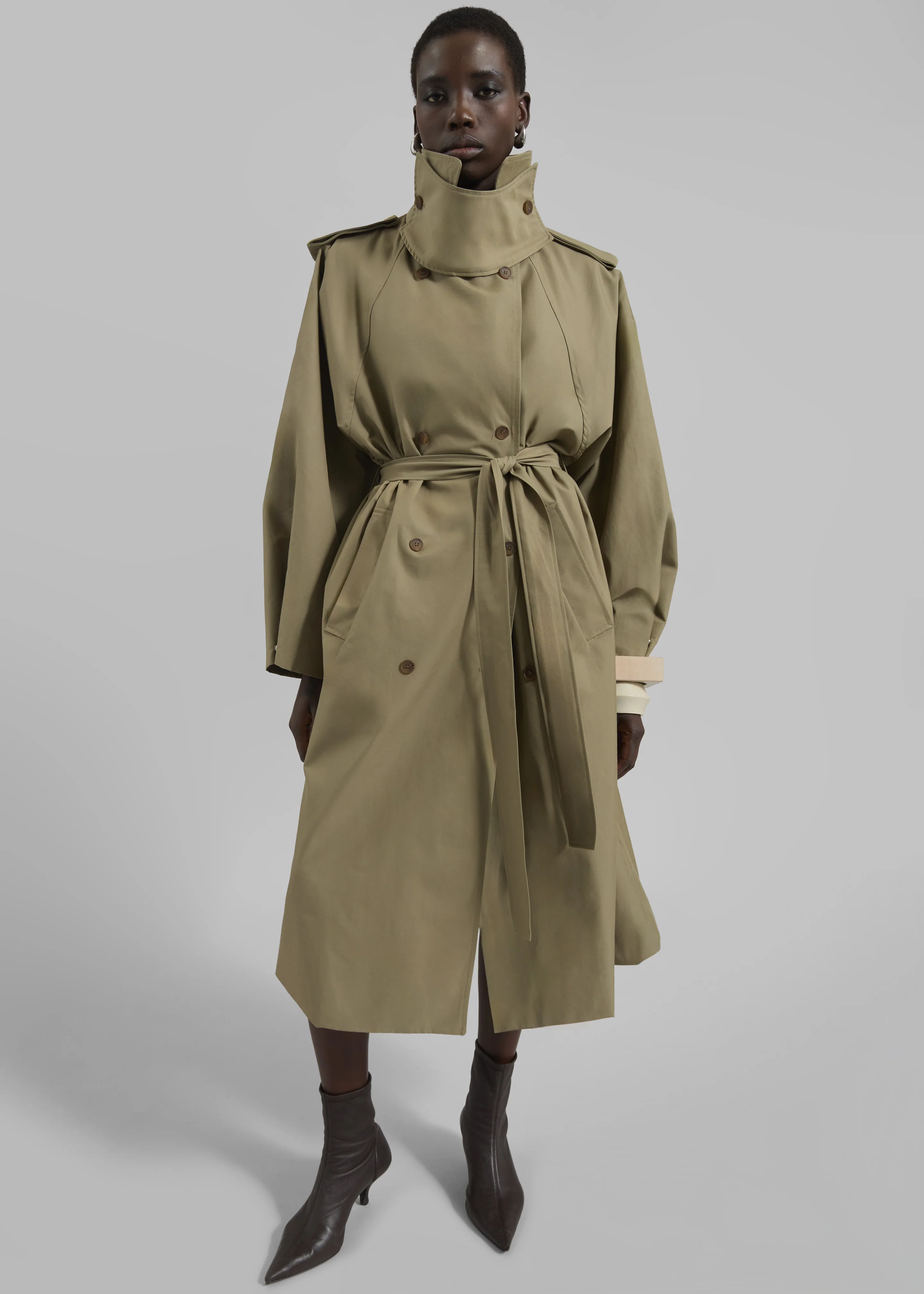Davos Trench Coat - Pale Olive - Image 6
