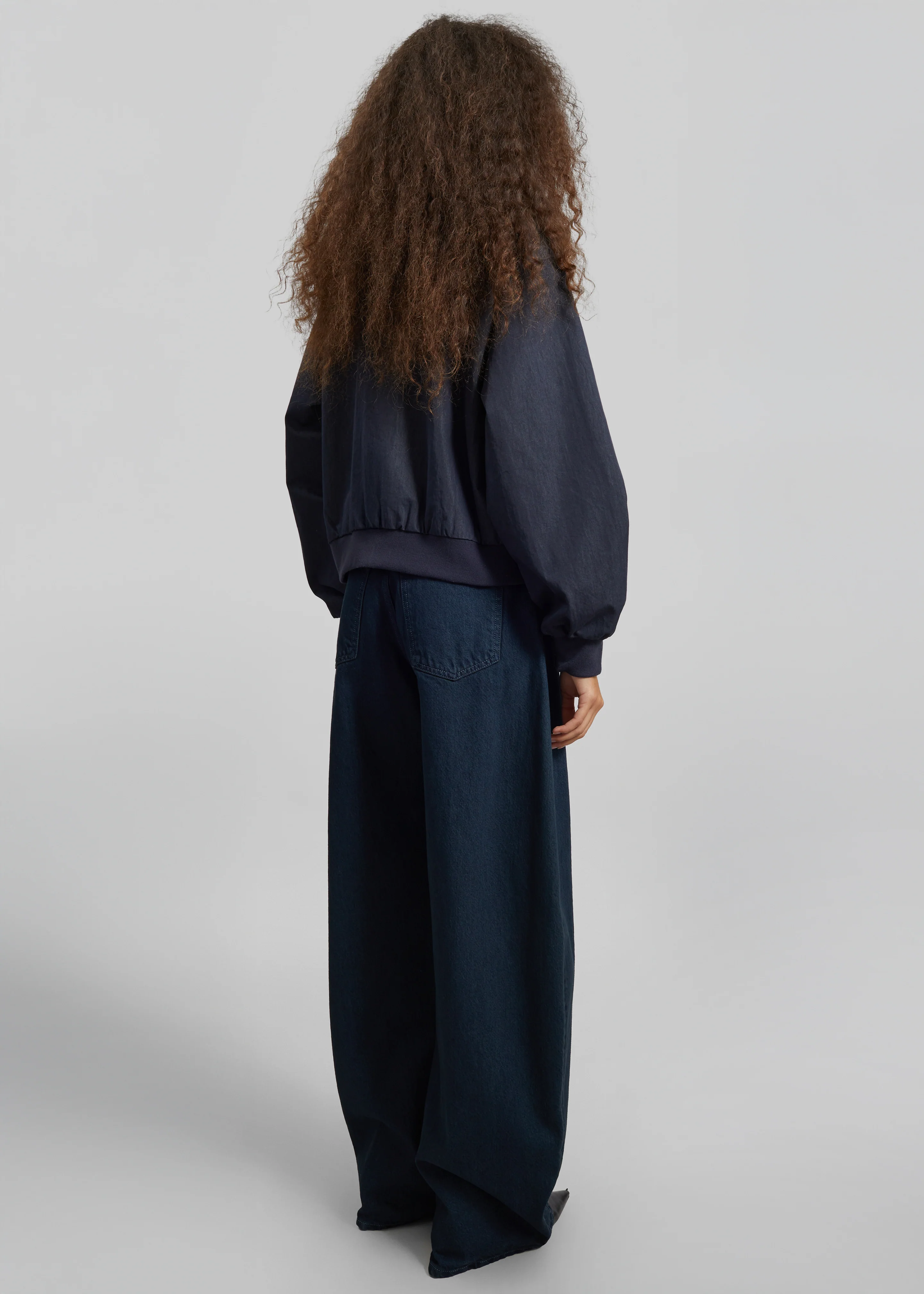 Davron Denim Effect Bomber Jacket - Dark Navy - Image 7